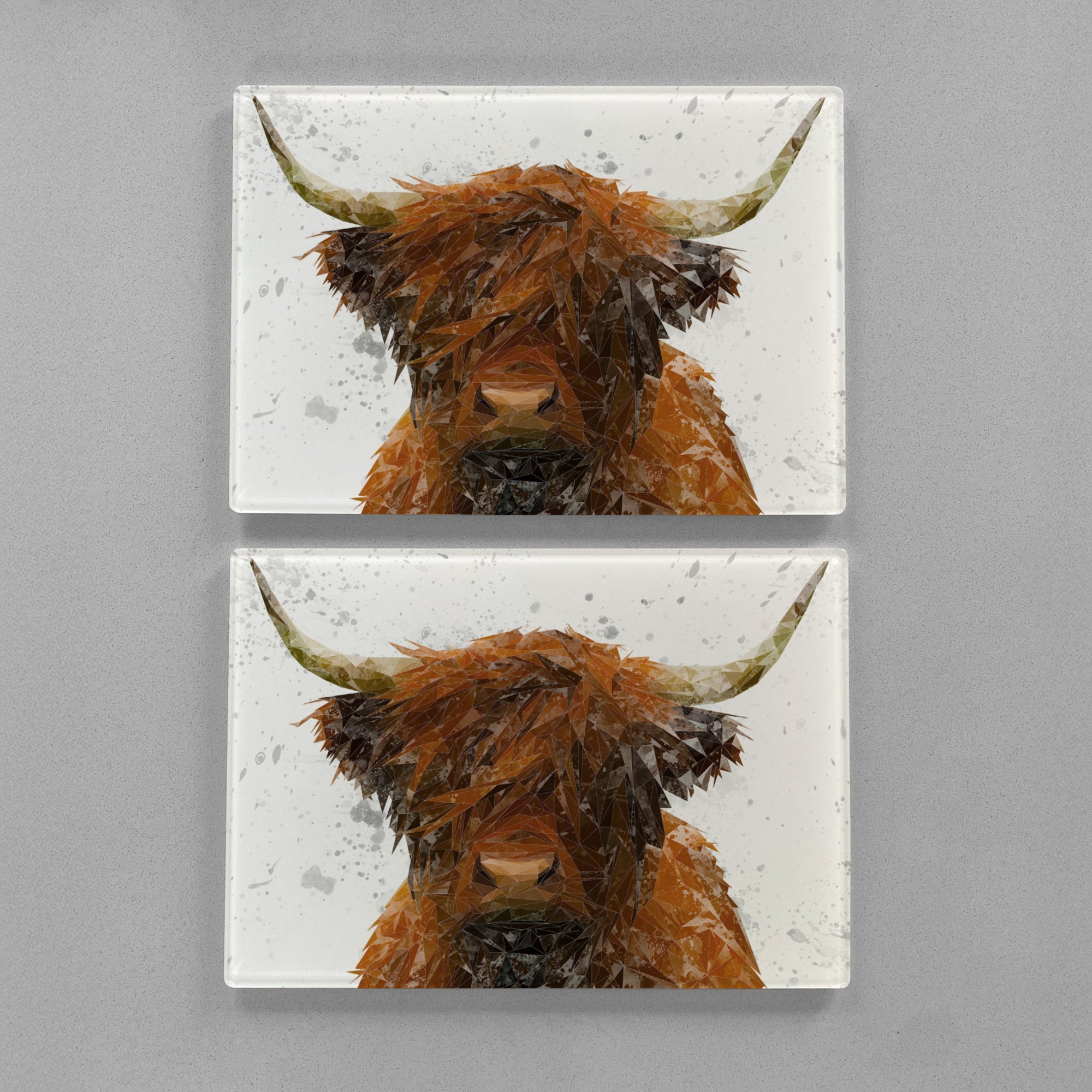 "The Highland" Highland Cow Art (Grey Background) Premium Glass Placemat