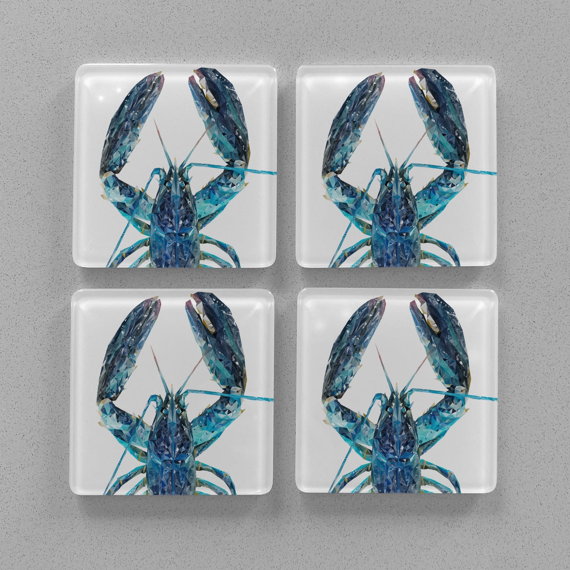 "The Blue Lobster" Premium Glass Coasters