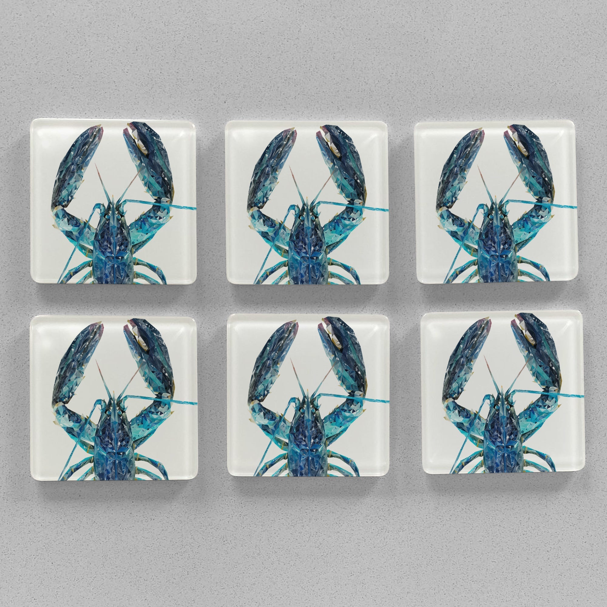 "The Blue Lobster" Premium Glass Coasters