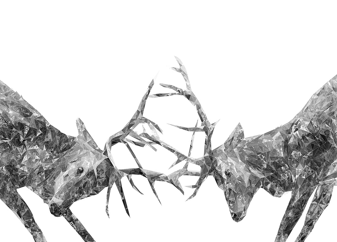 "The Showdown" Rutting Stags (B&W) Premium Glass Placemat