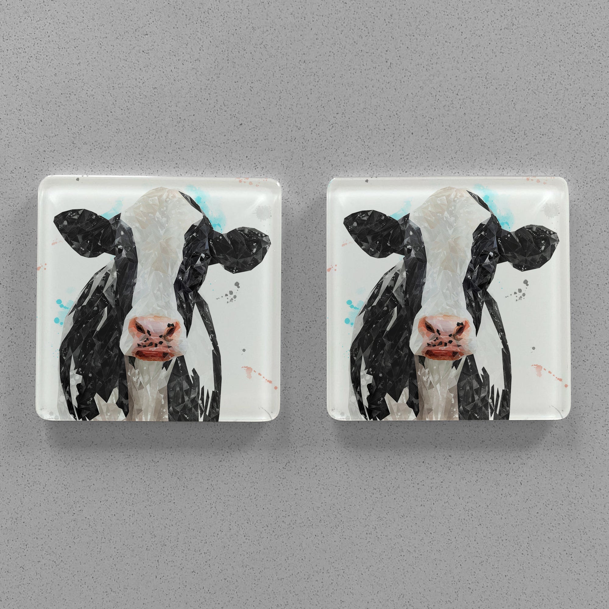 "Harriet" The Holstein Cow Premium Glass Coasters
