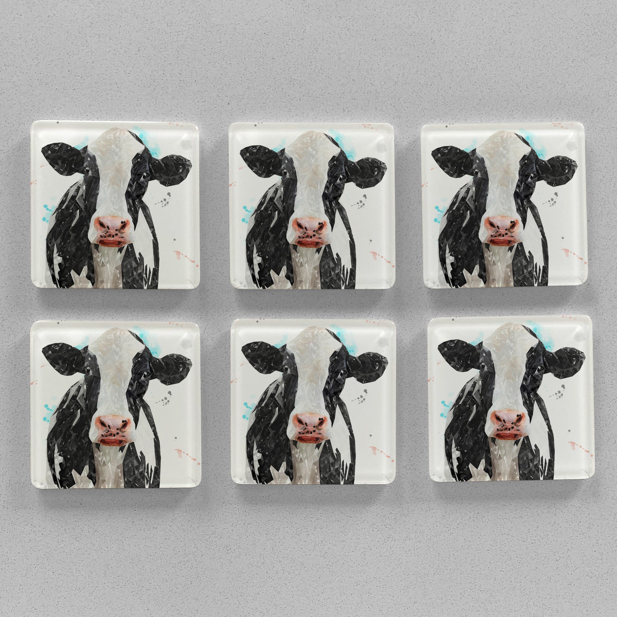 "Harriet" The Holstein Cow Premium Glass Coasters