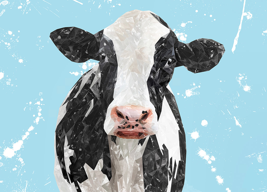"Harriet" The Holstein Cow (Blue Background) Premium Glass Placemat