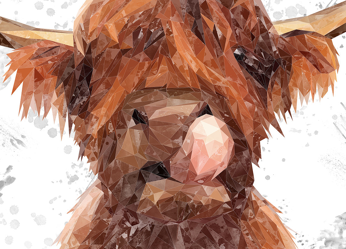 "Harry" The Highland Bull (Grey Background) Premium Glass Placemat