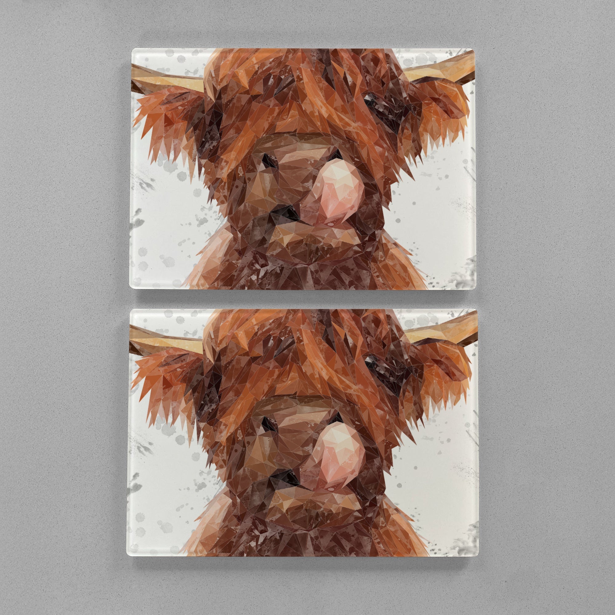 "Harry" The Highland Bull (Grey Background) Premium Glass Placemat