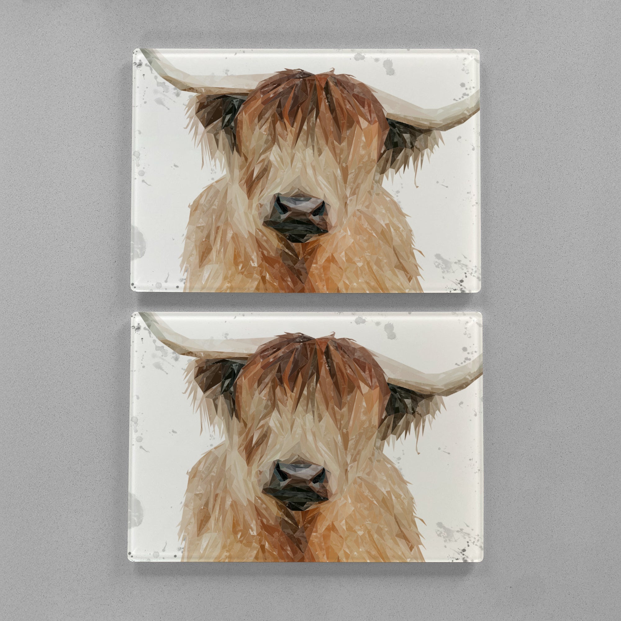 "Bernadette" The Highland Cow (Grey Background) Premium Glass Placemat