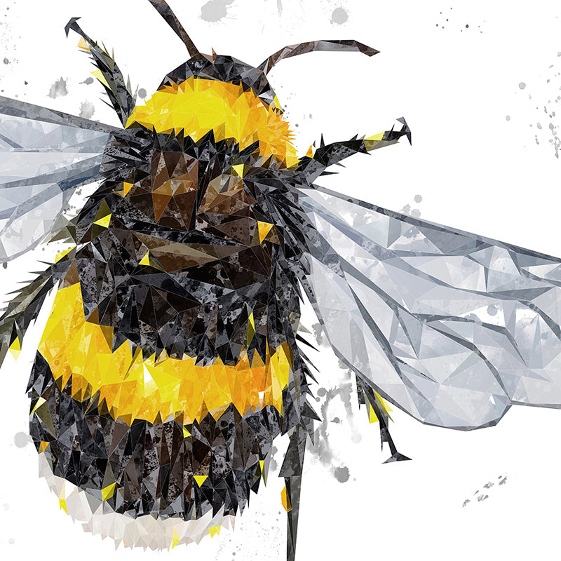 "The Bee" (Grey Background) Premium Glass Coasters