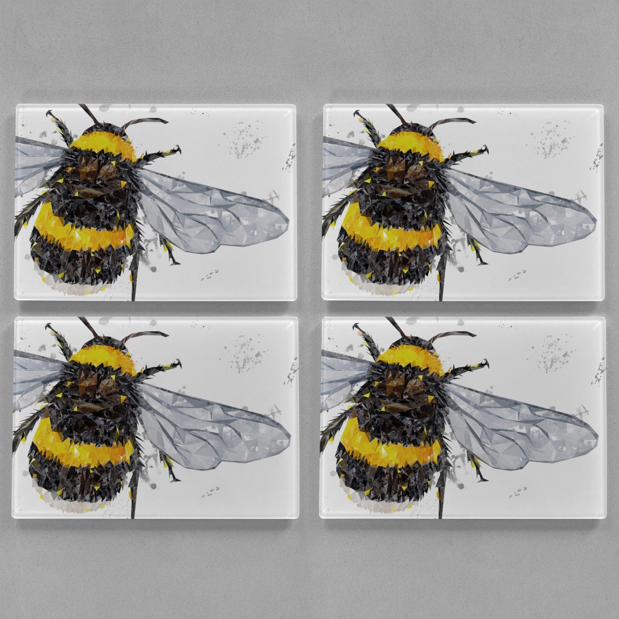 "The Bee" (Grey Background) Premium Glass Placemat
