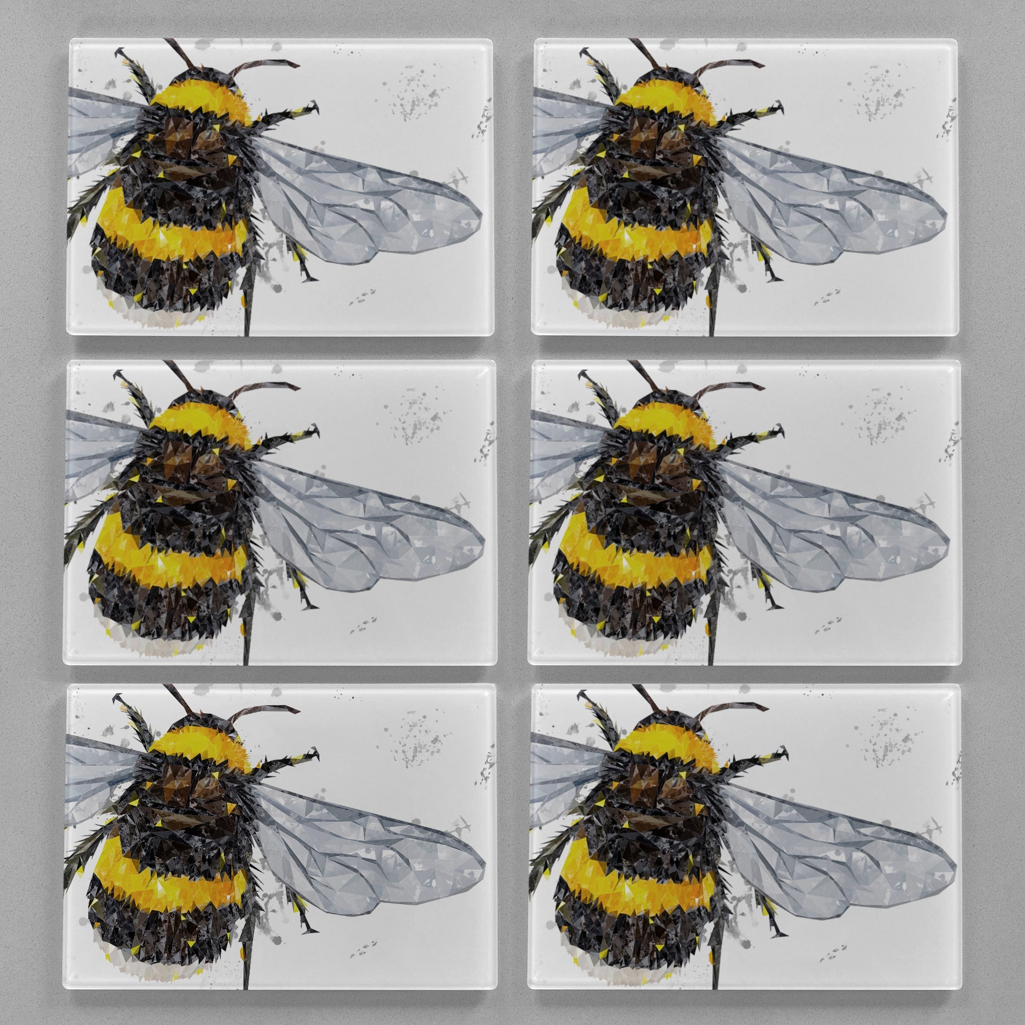 "The Bee" (Grey Background) Premium Glass Placemat