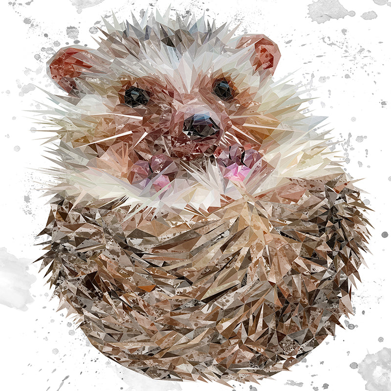 "Milton" The Hedgehog (Grey Background) Premium Glass Coasters