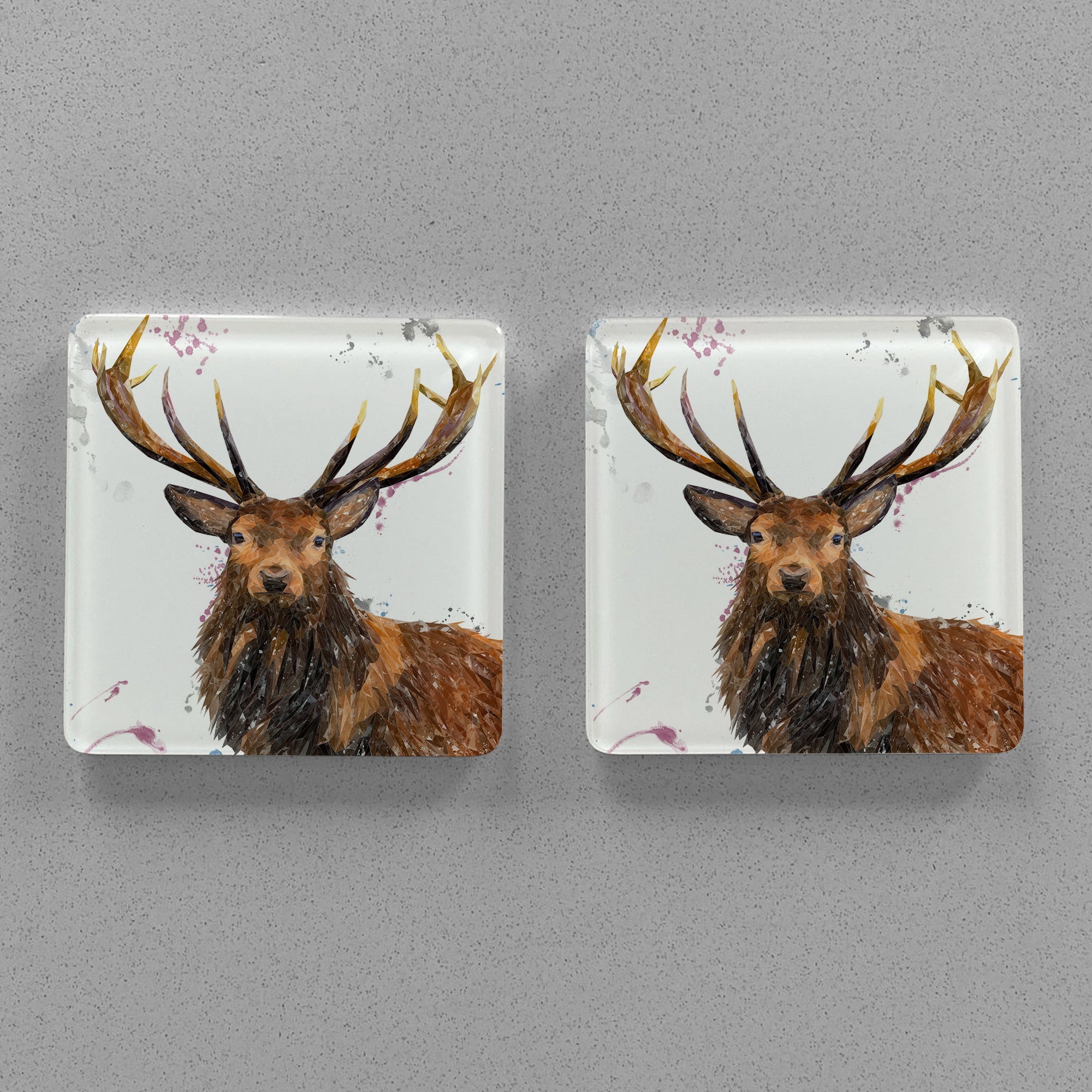 "Rory" The Stag Premium Glass Coasters