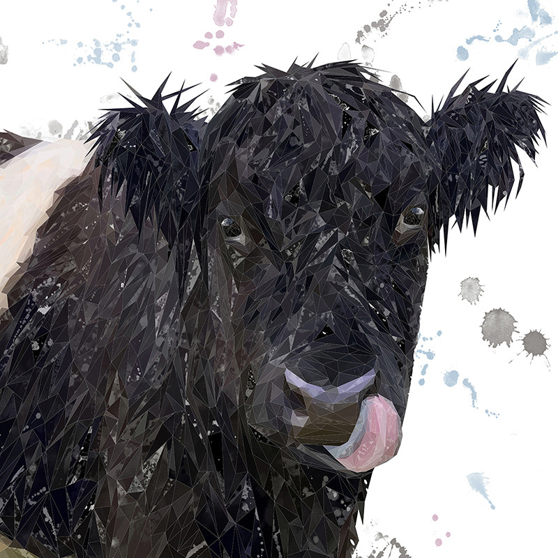 "Eugene" The Belted Galloway Cow Premium Glass Coasters