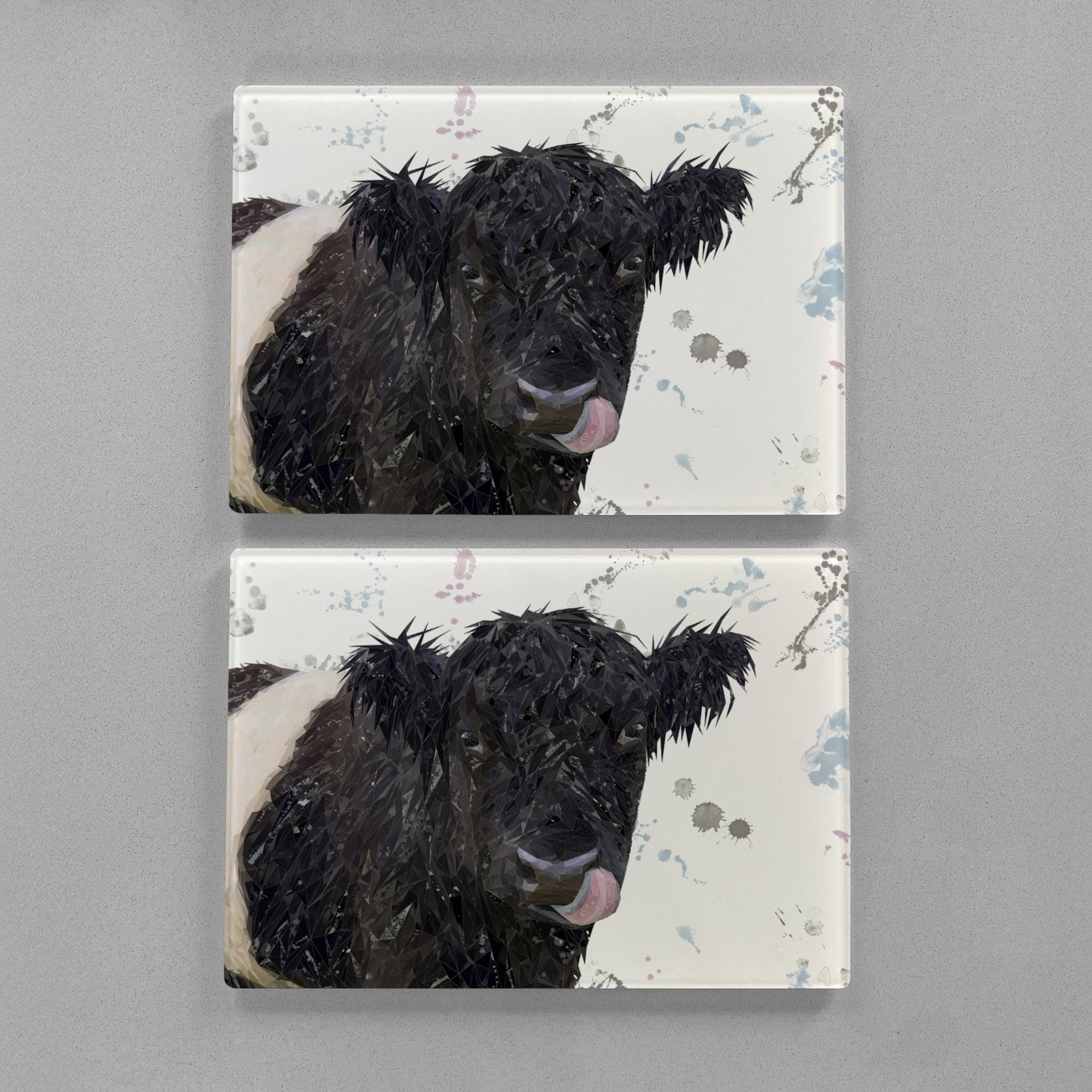 "Eugene" The Belted Galloway Cow Premium Glass Placemat