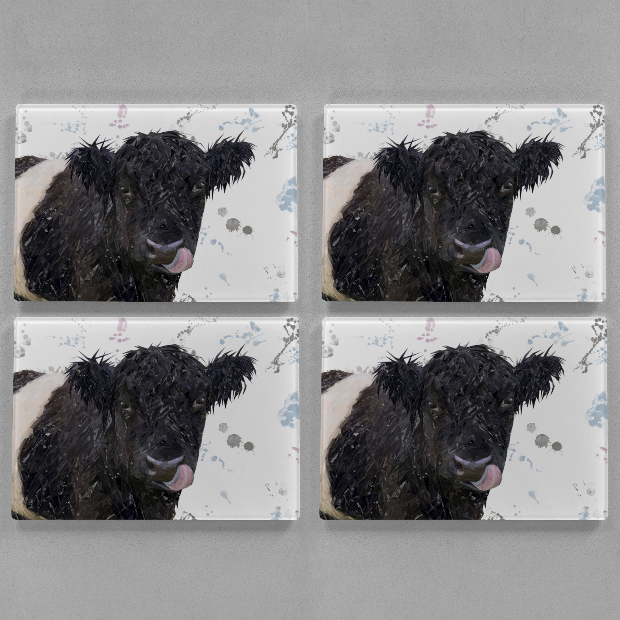 "Eugene" The Belted Galloway Cow Premium Glass Placemat