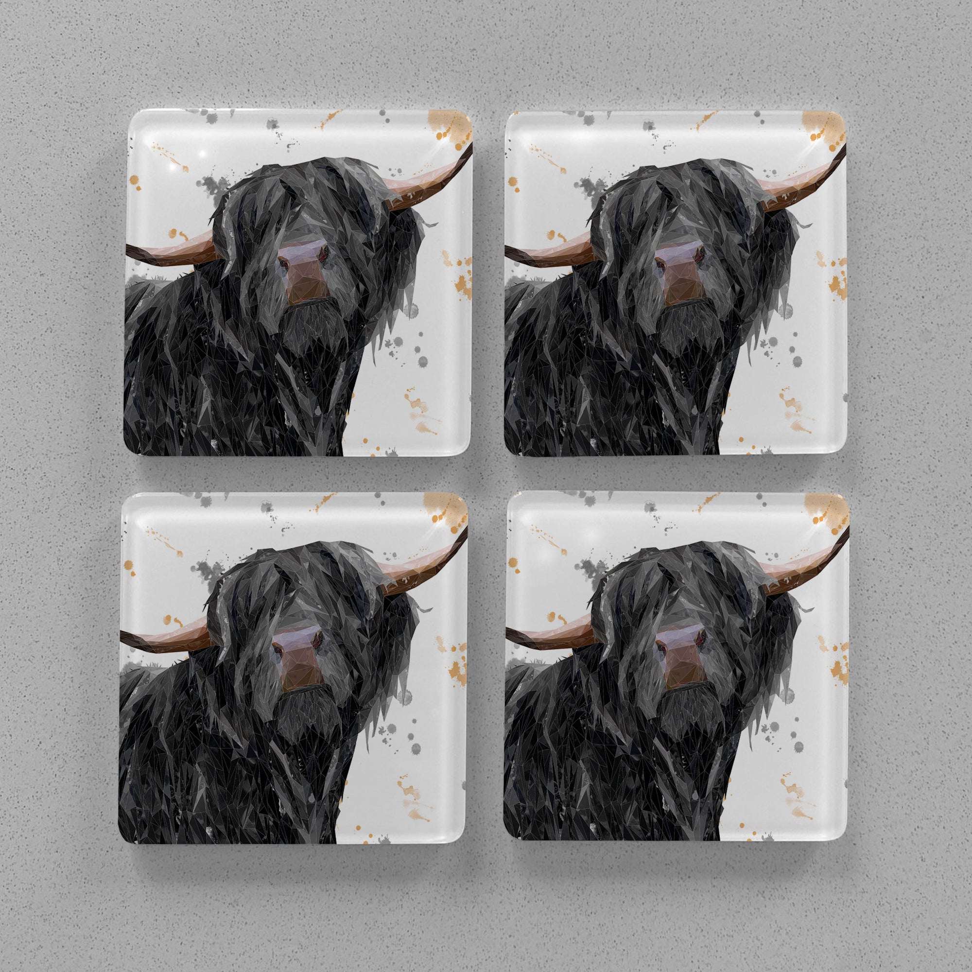 "Barnaby" The Highland Bull Premium Glass Coasters