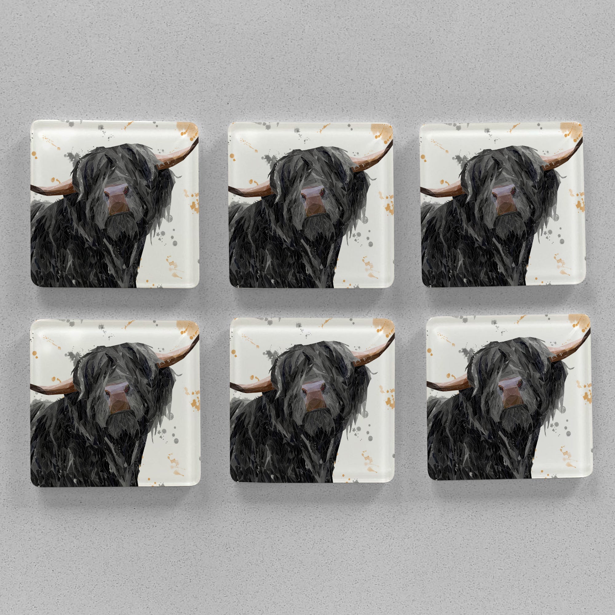 "Barnaby" The Highland Bull Premium Glass Coasters
