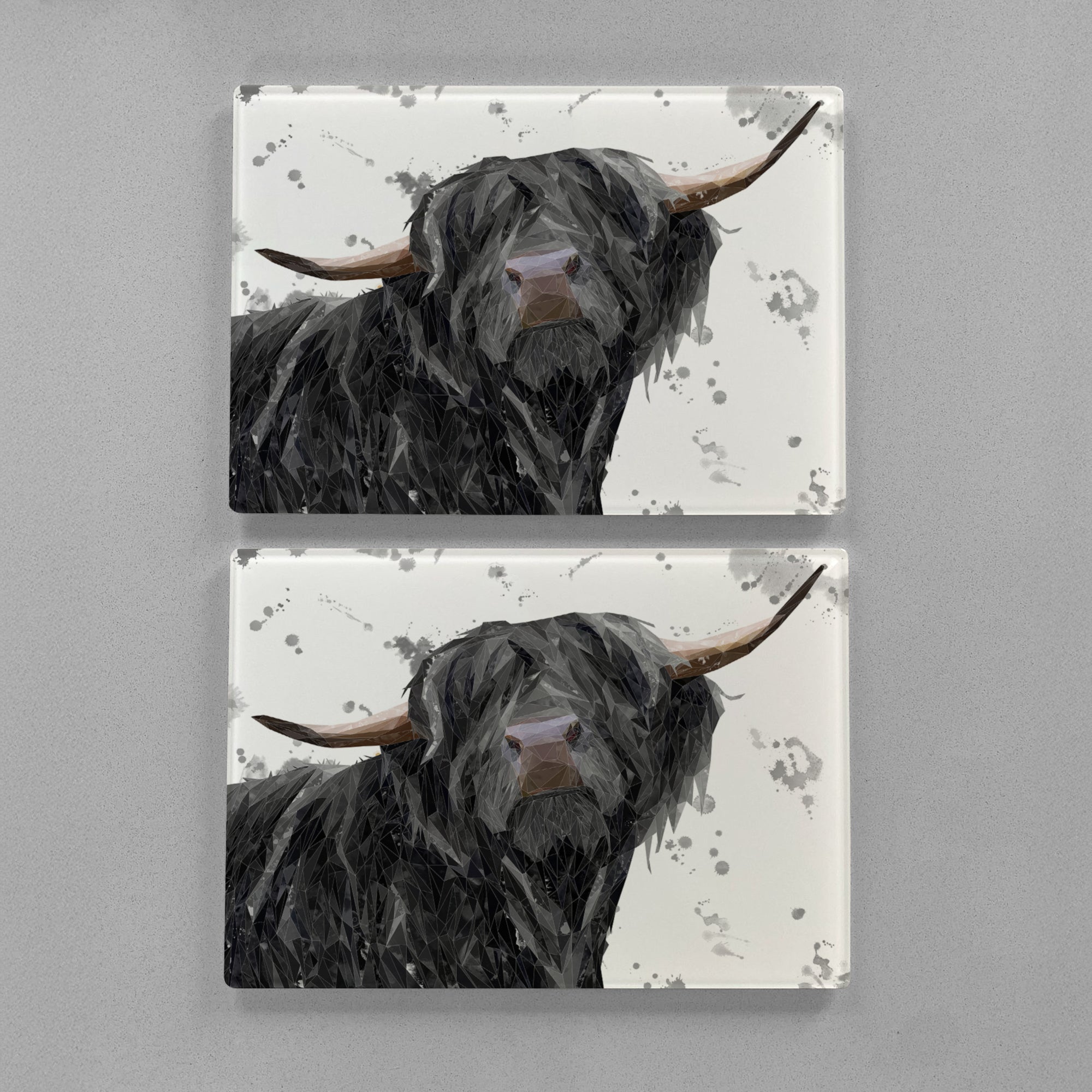 "Barnaby" The Highland Bull (Grey Background) Premium Glass Placemat
