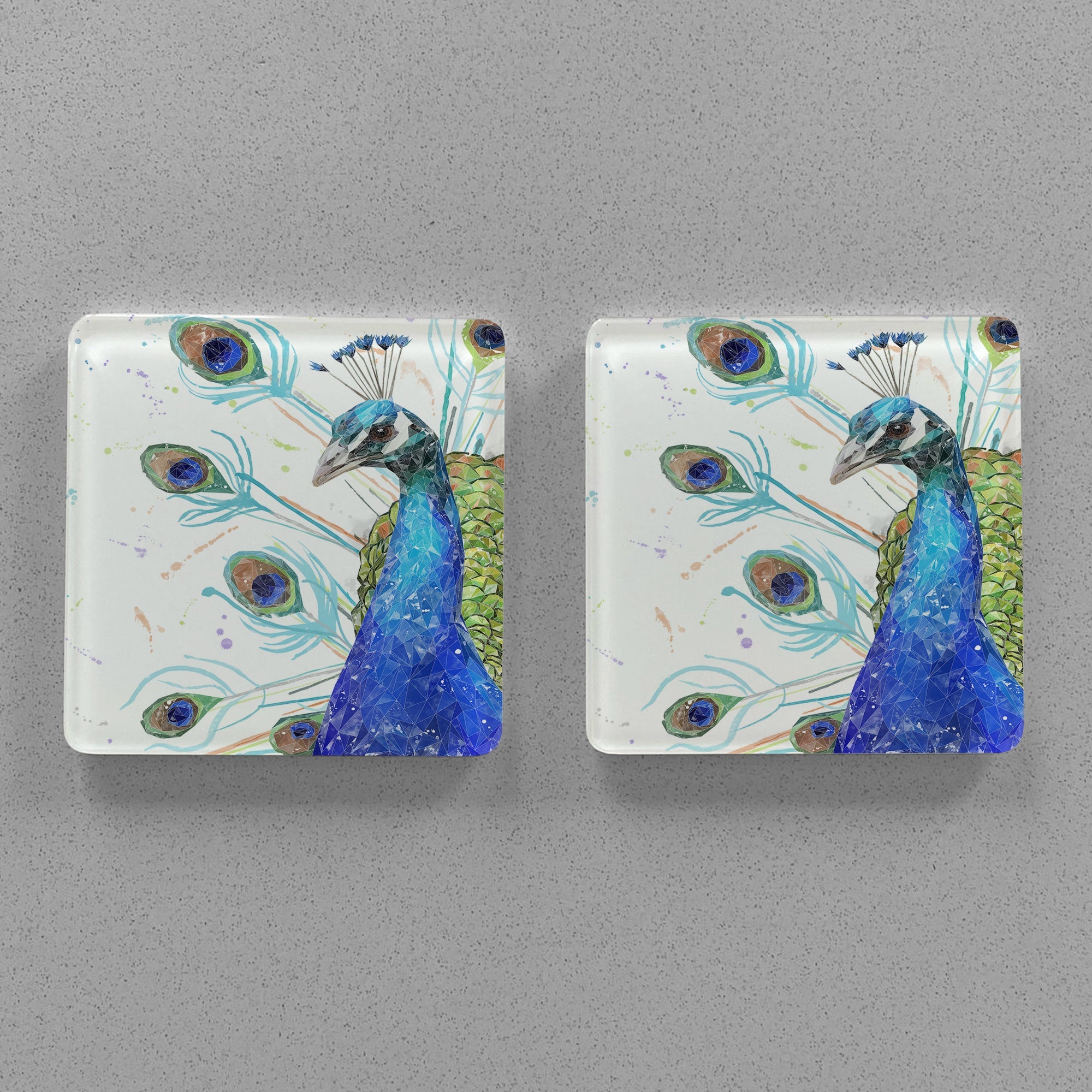 "Percy" The Peacock Premium Glass Coasters