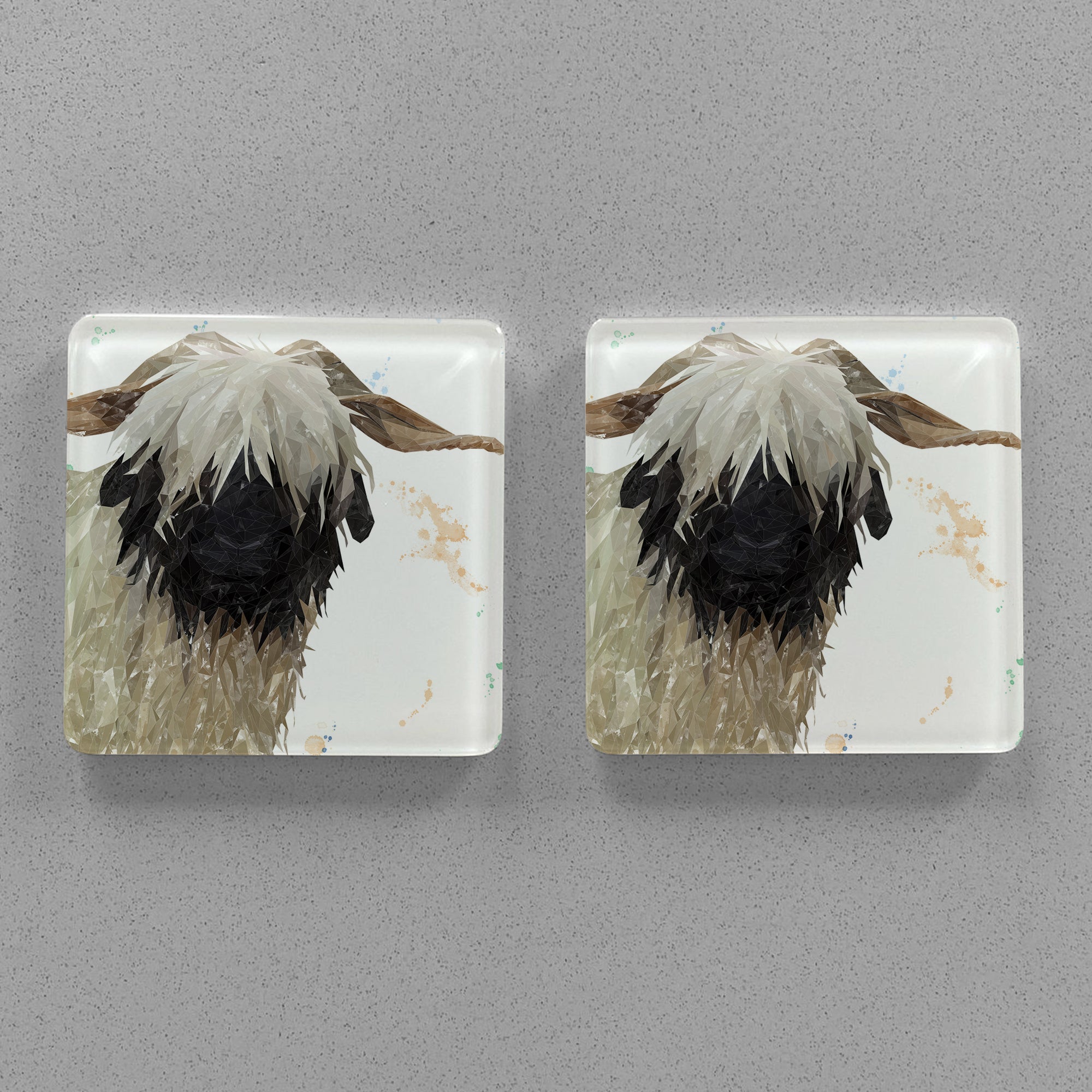 "Bertha" The Valais Blacknose Sheep Premium Glass Coasters