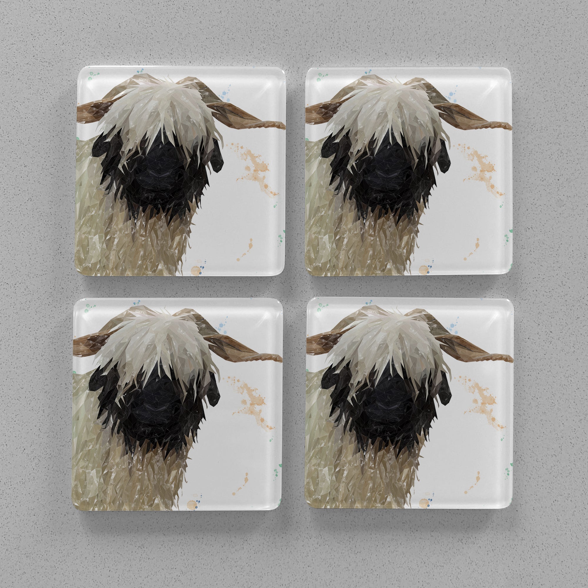 "Bertha" The Valais Blacknose Sheep Premium Glass Coasters