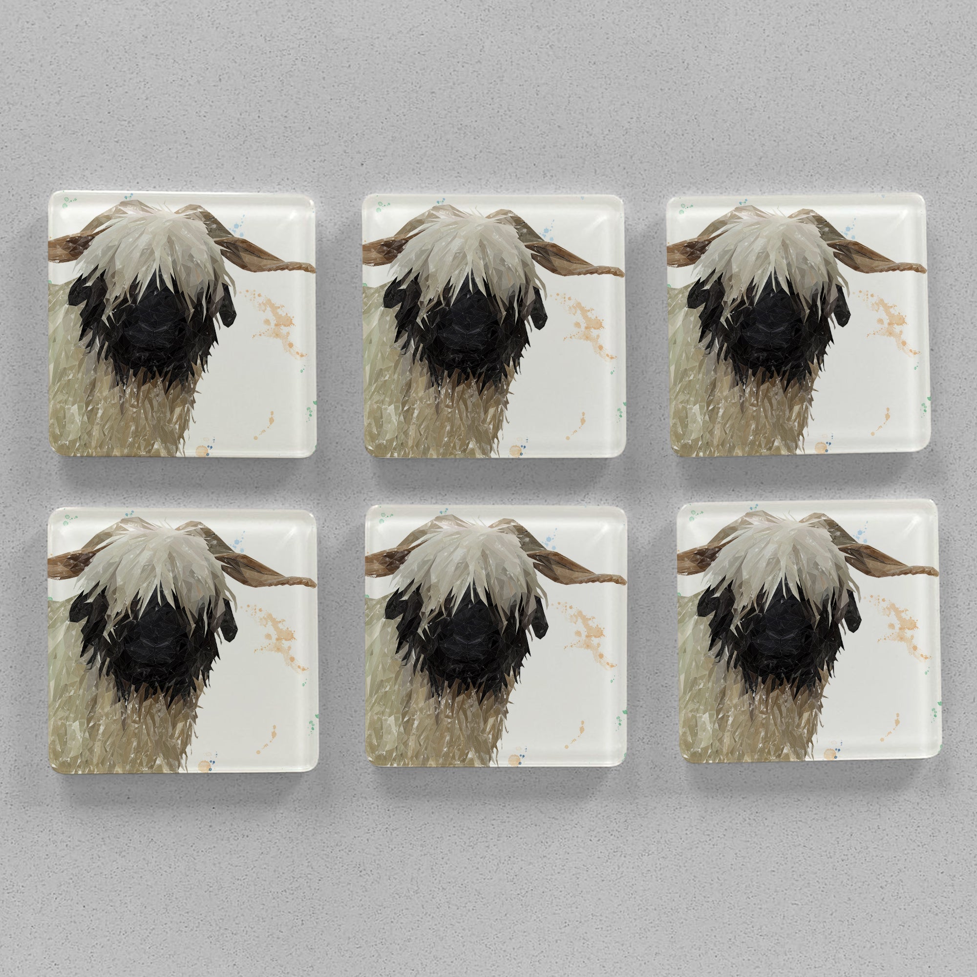 "Bertha" The Valais Blacknose Sheep Premium Glass Coasters