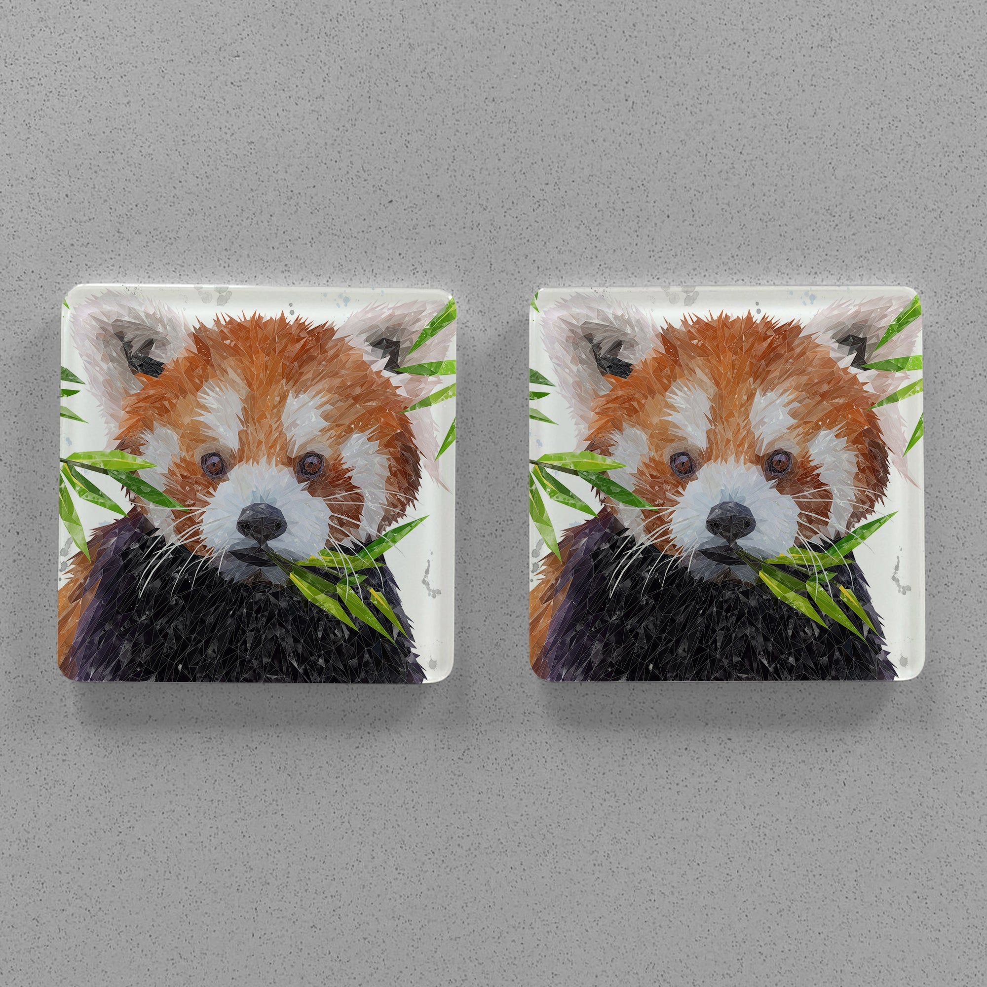 "Red" The Red Panda Premium Glass Coasters