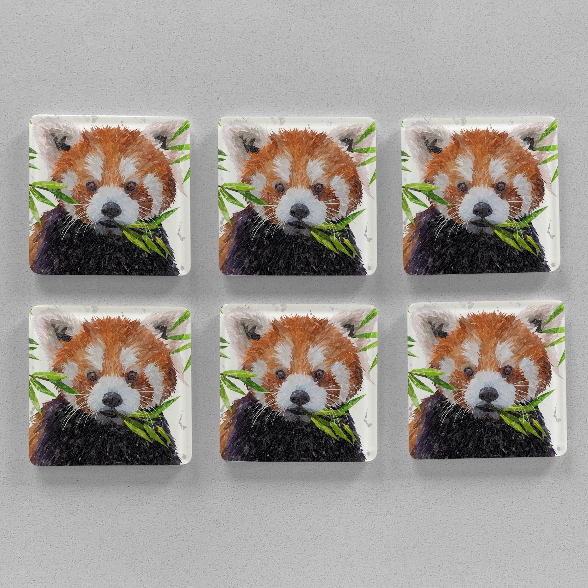 "Red" The Red Panda Premium Glass Coasters