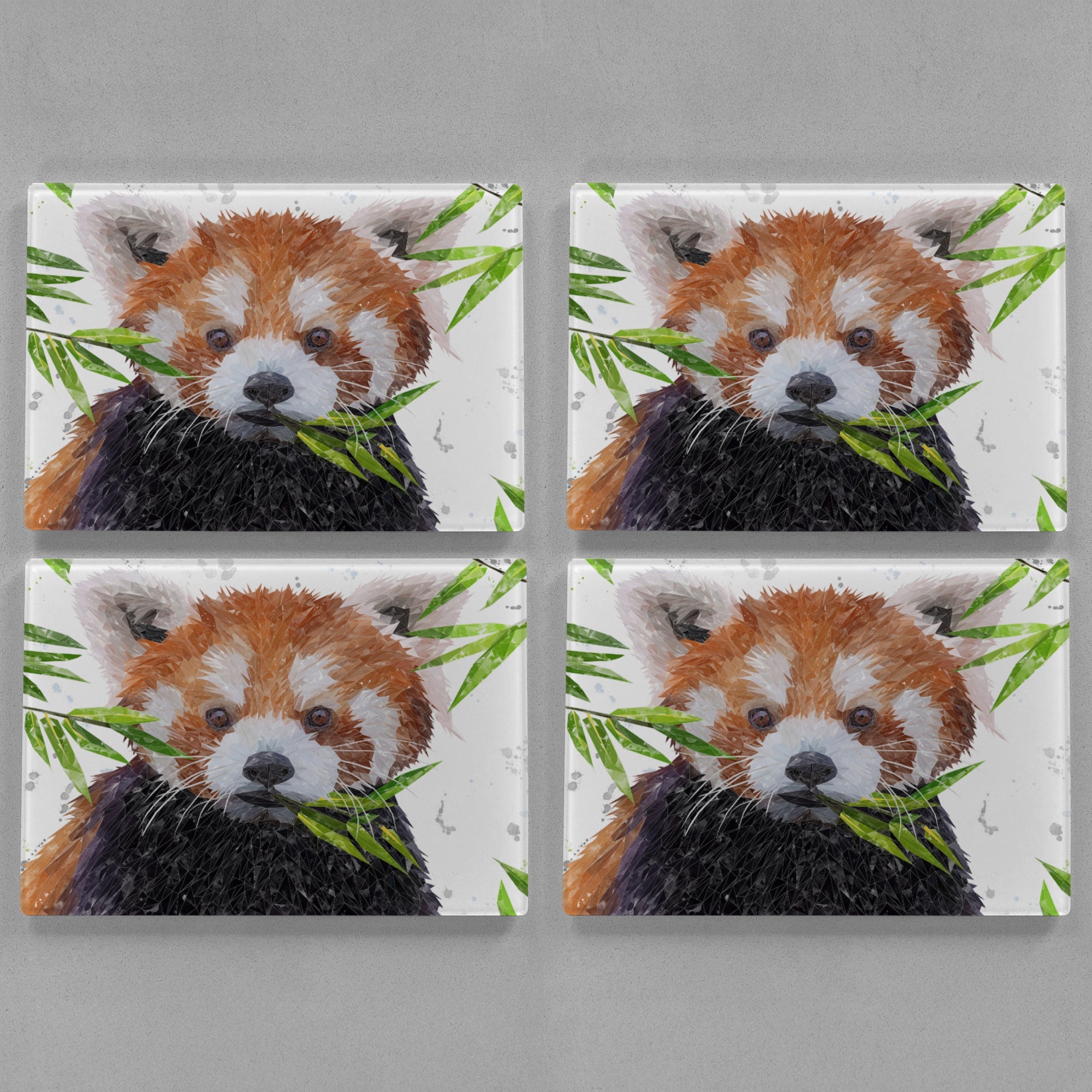 "Red" The Red Panda Premium Glass Placemat