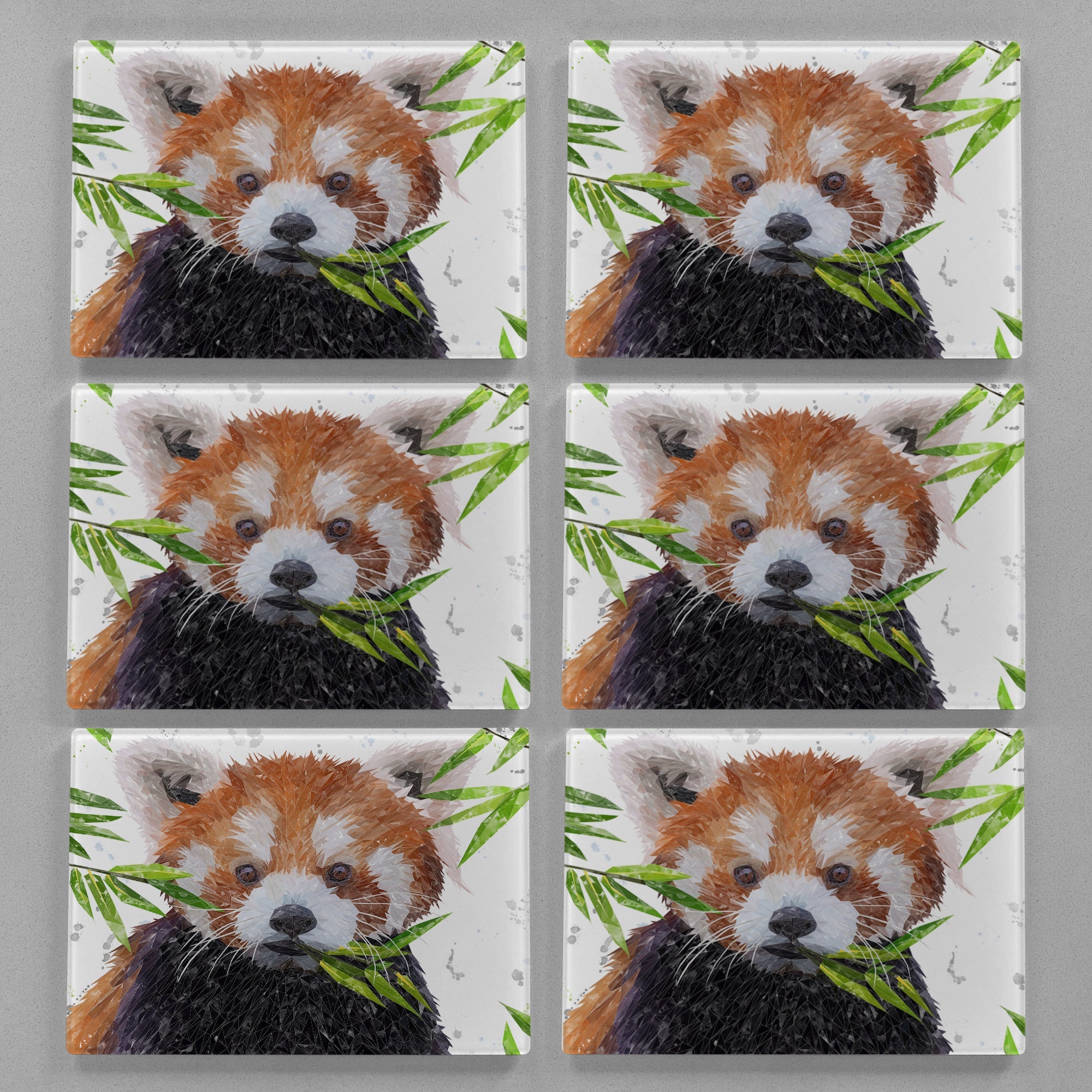 "Red" The Red Panda Premium Glass Placemat