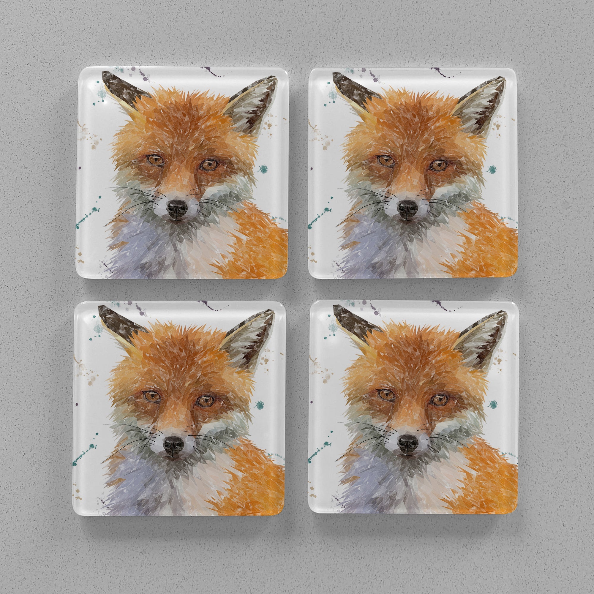 "Rusty" The Fox Premium Glass Coasters