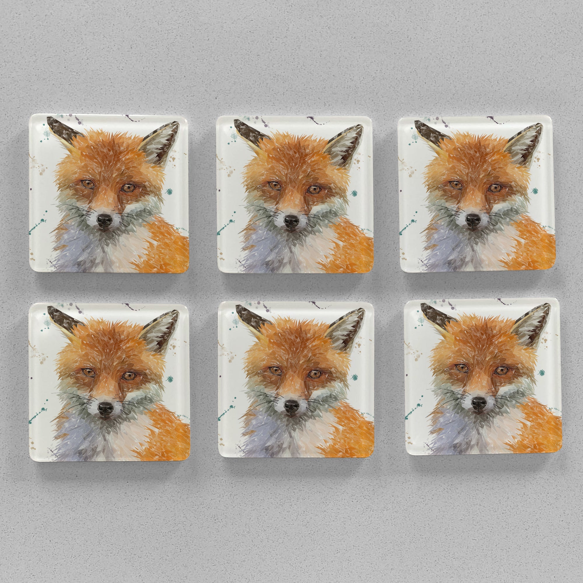 "Rusty" The Fox Premium Glass Coasters