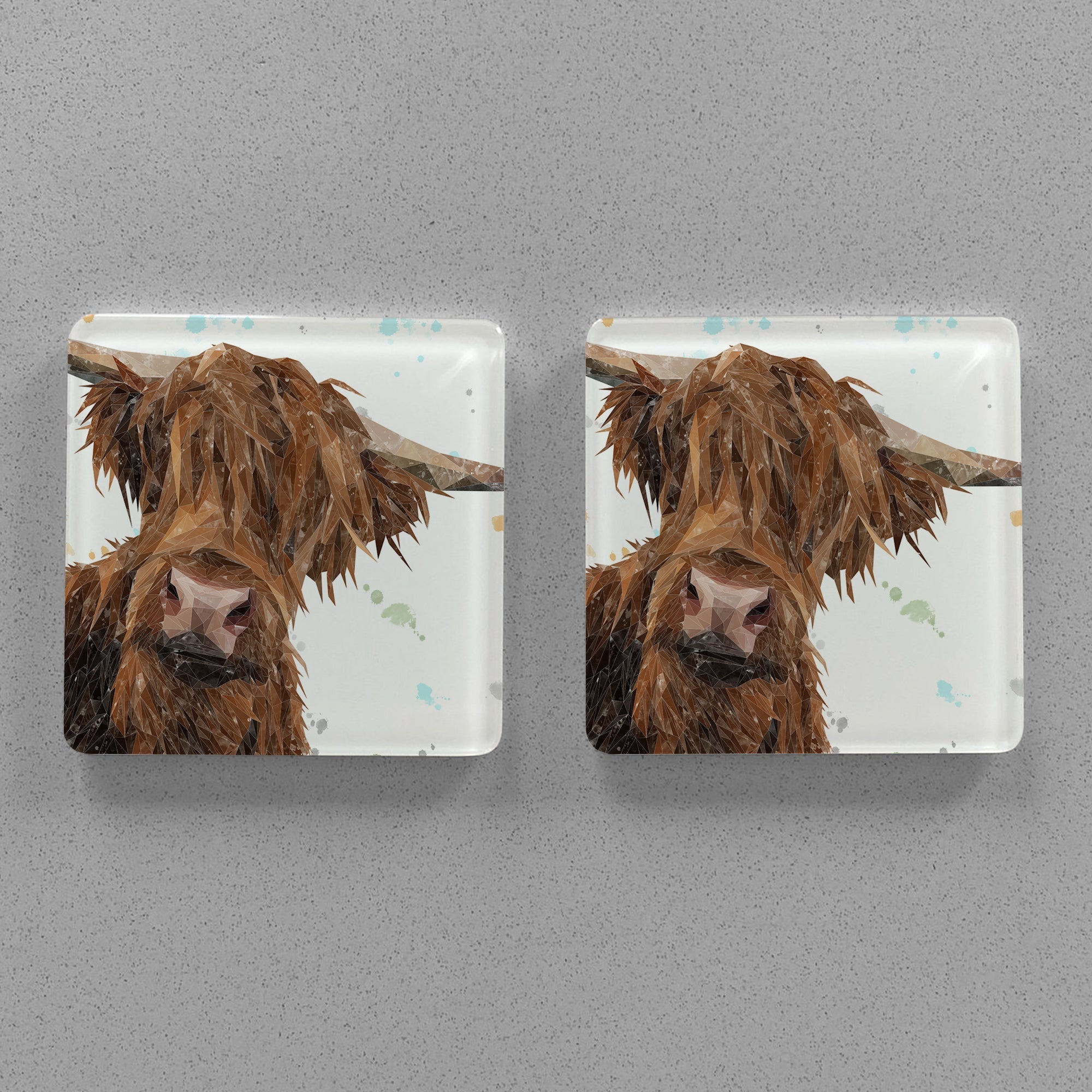 "Mac" The Highland Bull Premium Glass Coasters