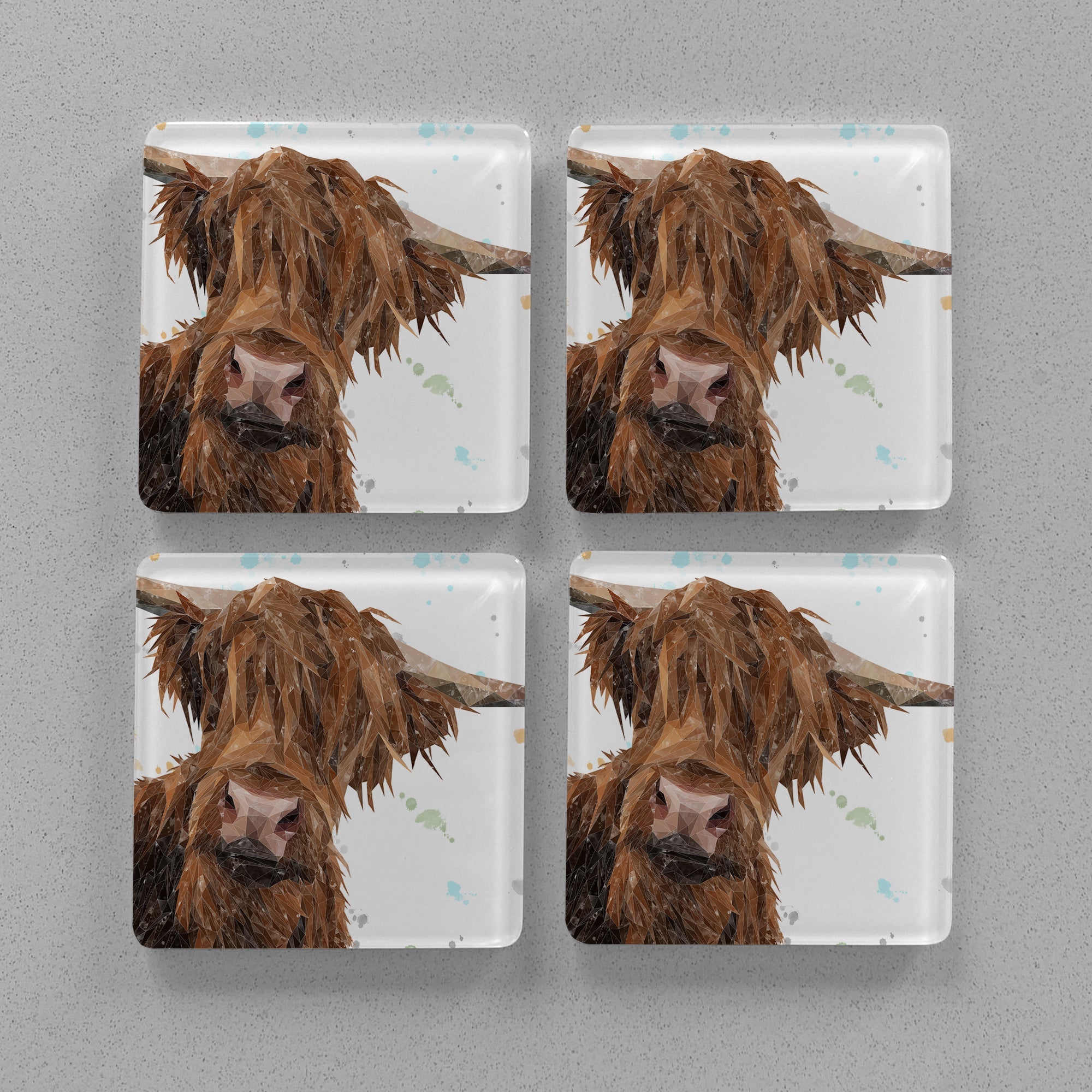 "Mac" The Highland Bull Premium Glass Coasters