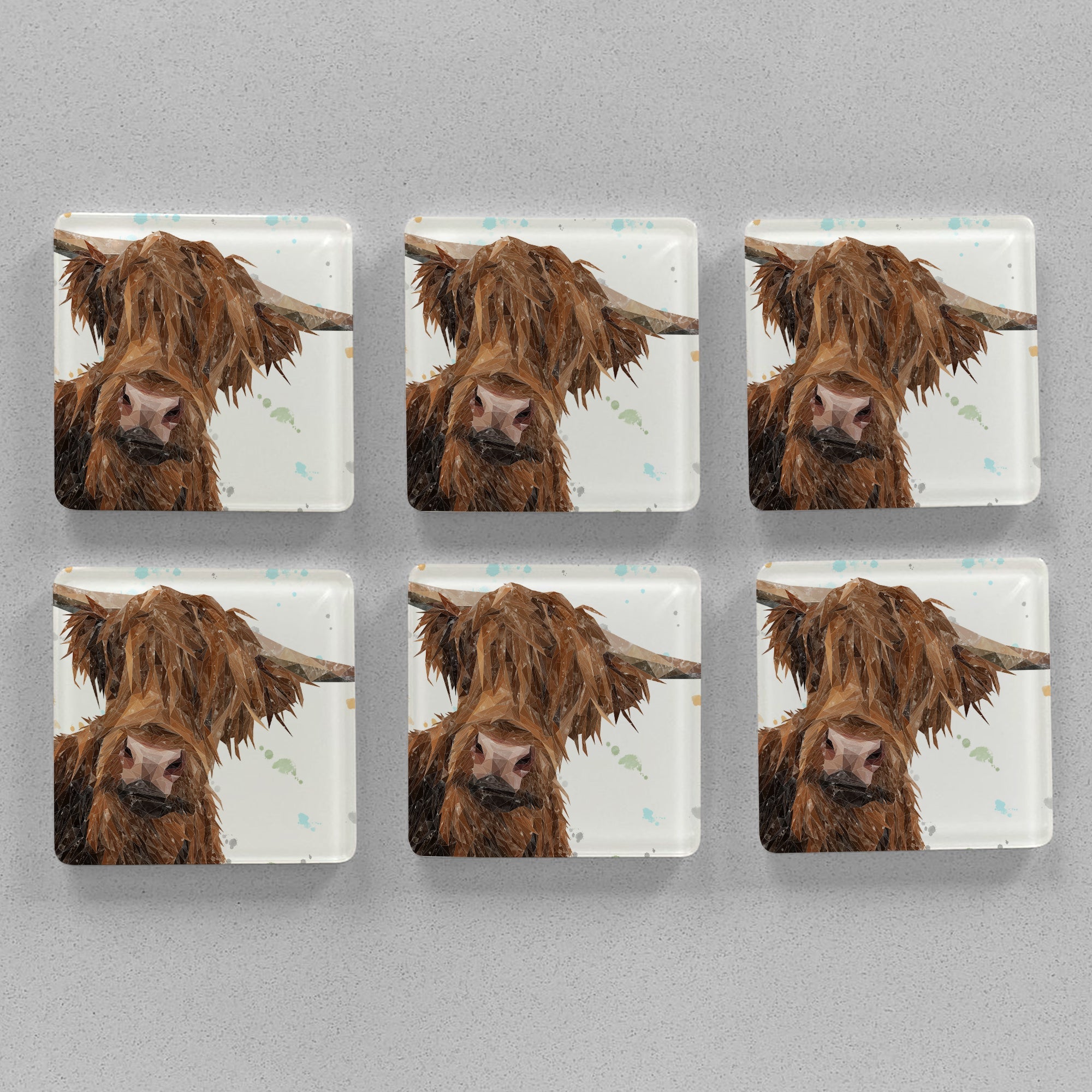 "Mac" The Highland Bull Premium Glass Coasters
