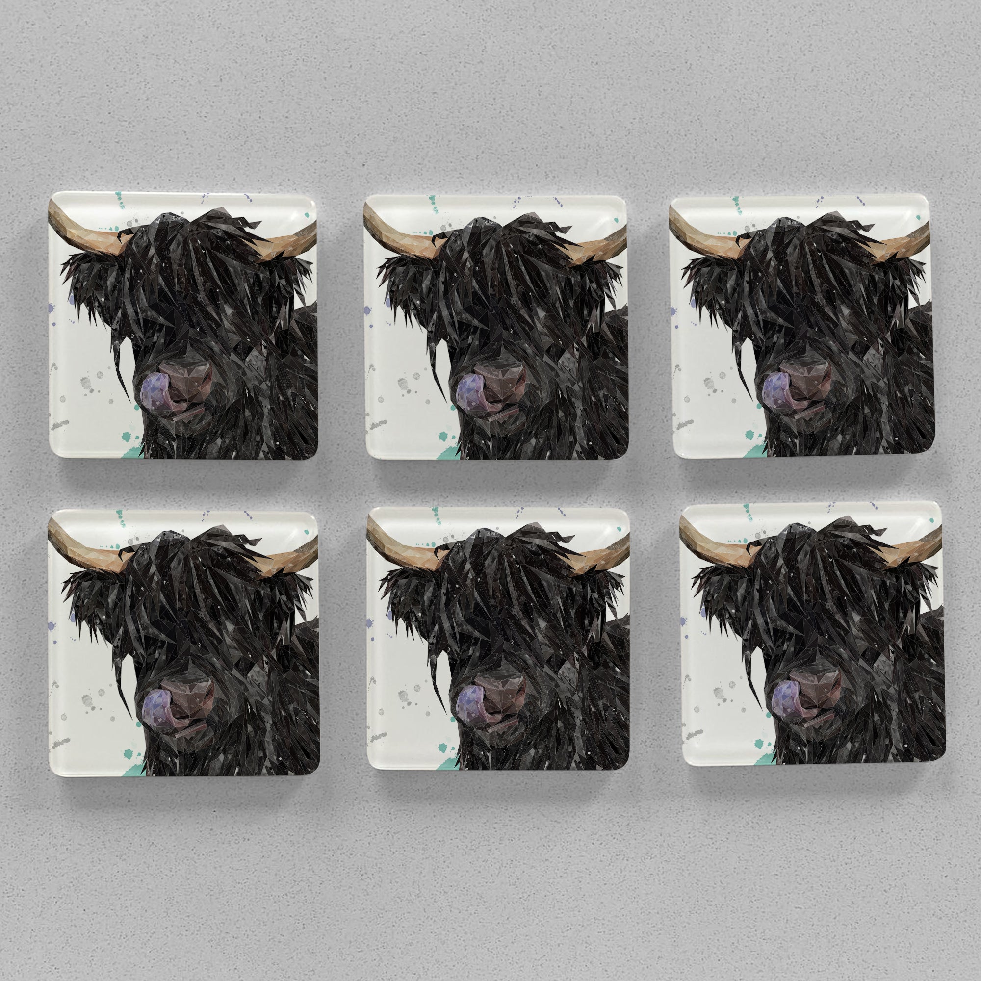 "Mabel" The Highland Cow Premium Glass Coasters
