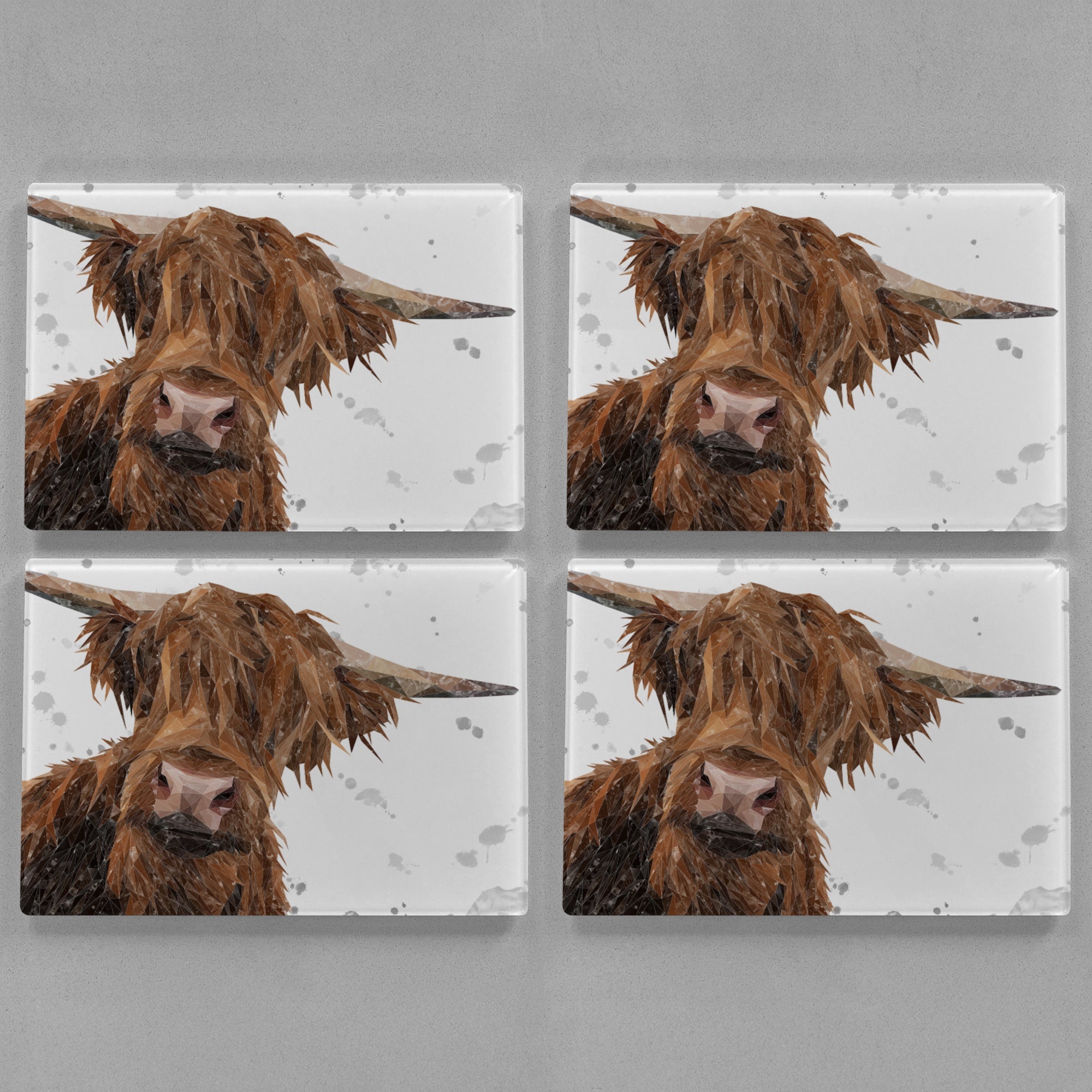 "Mac" The Highland Bull (Grey Background) Premium Glass Placemat