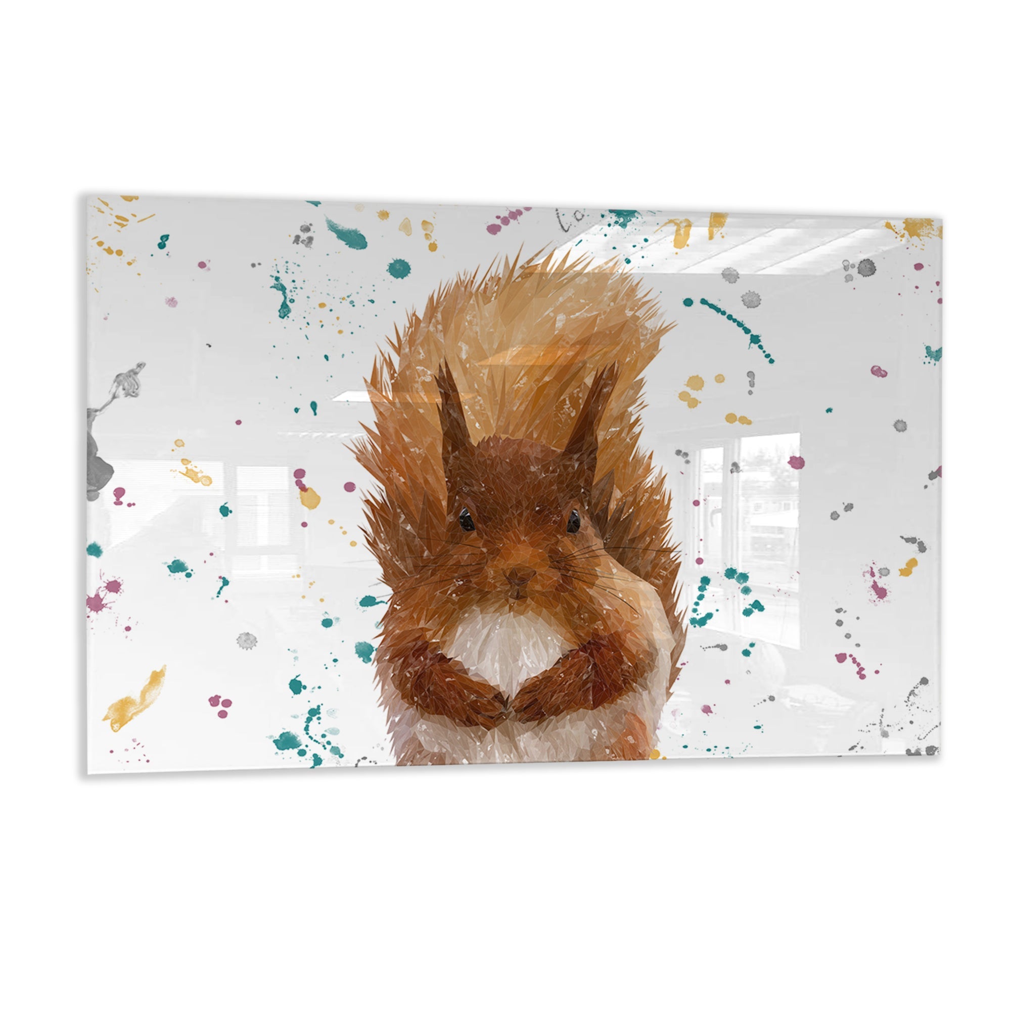 "Ellis" The Red Squirrel Glass Wall Art