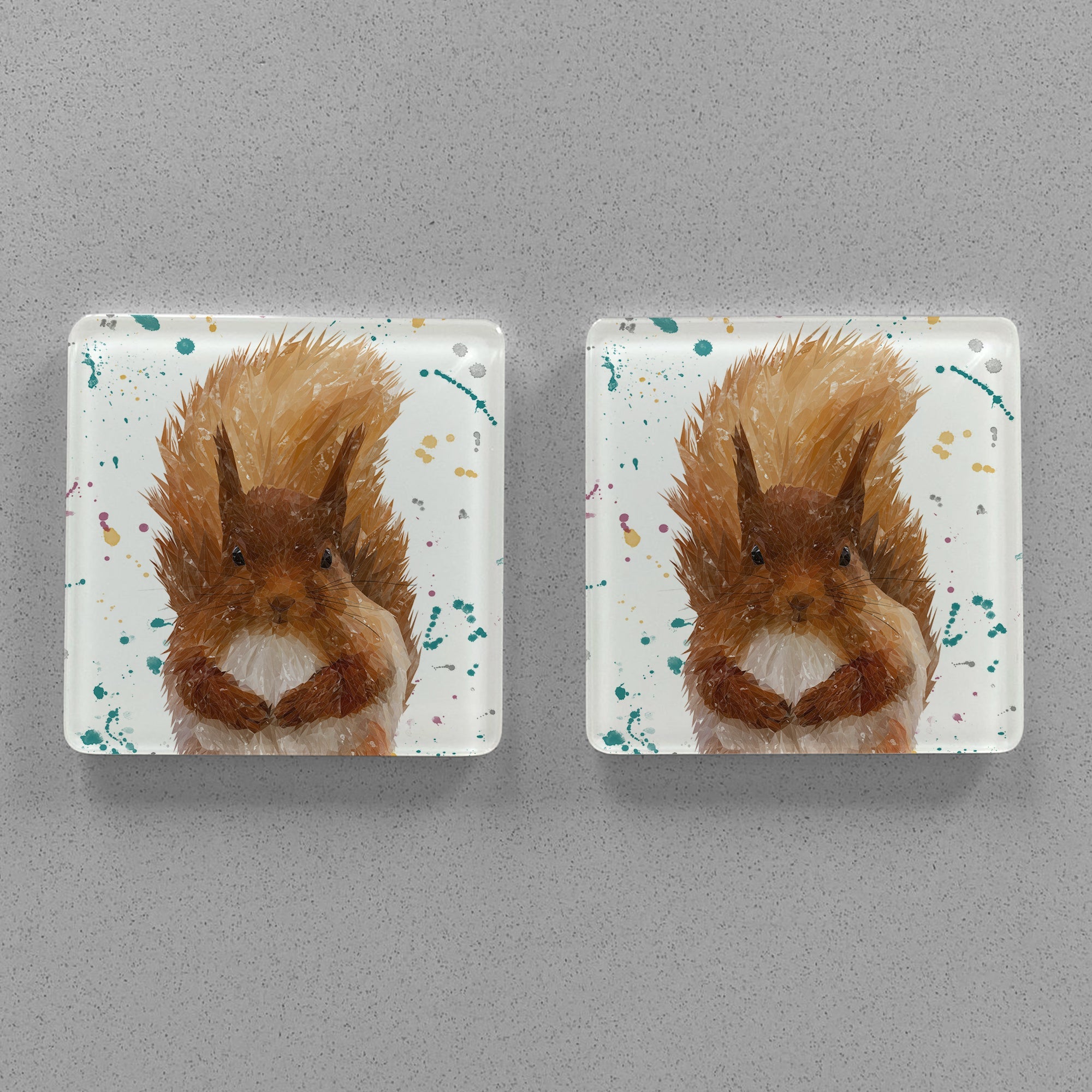 "Ellis" The Red Squirrel Premium Glass Coasters