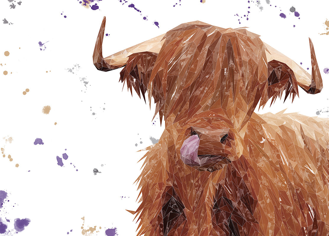 "Stephen Thomas" The Highland Bull (landscape version) Premium Glass Placemat