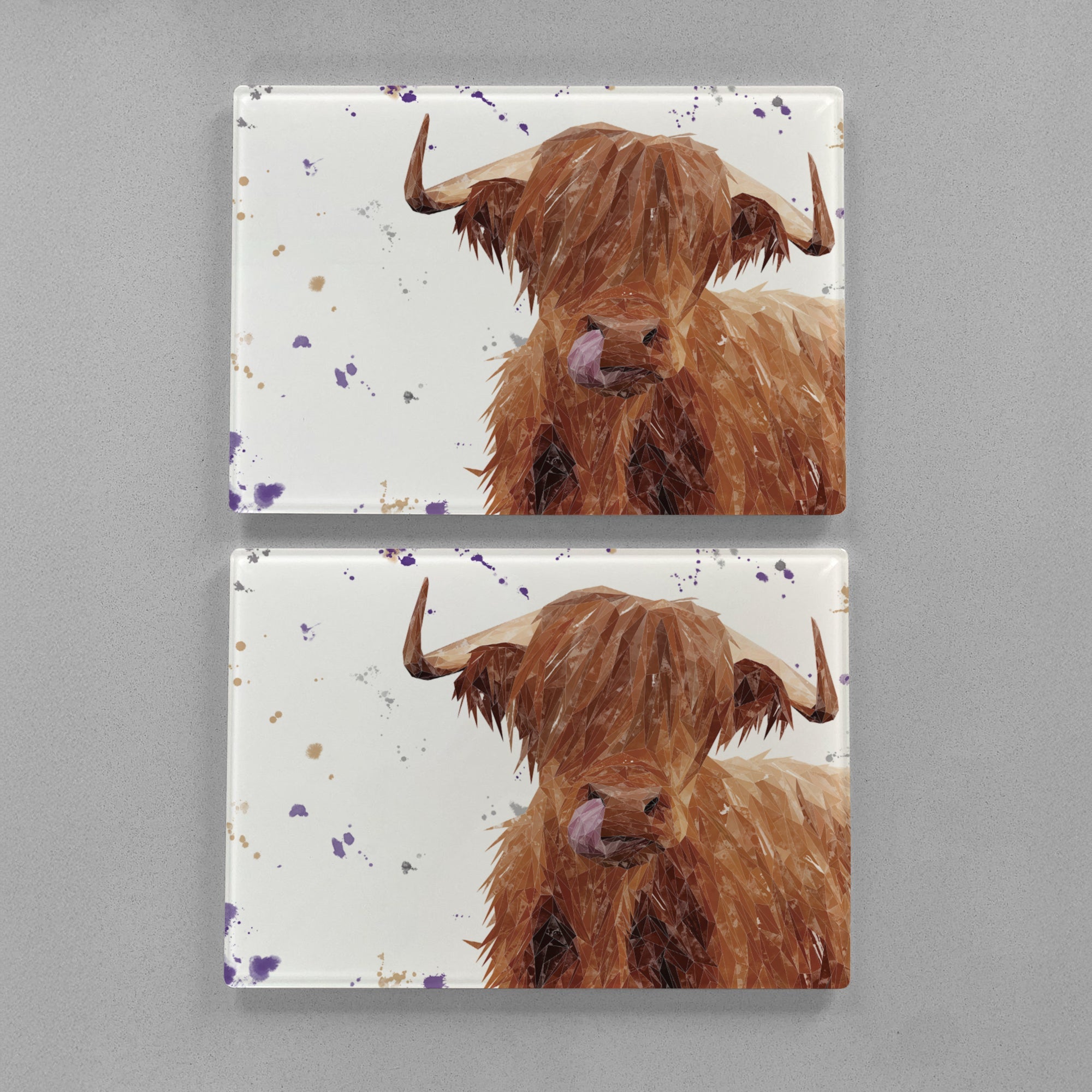 "Stephen Thomas" The Highland Bull (landscape version) Premium Glass Placemat