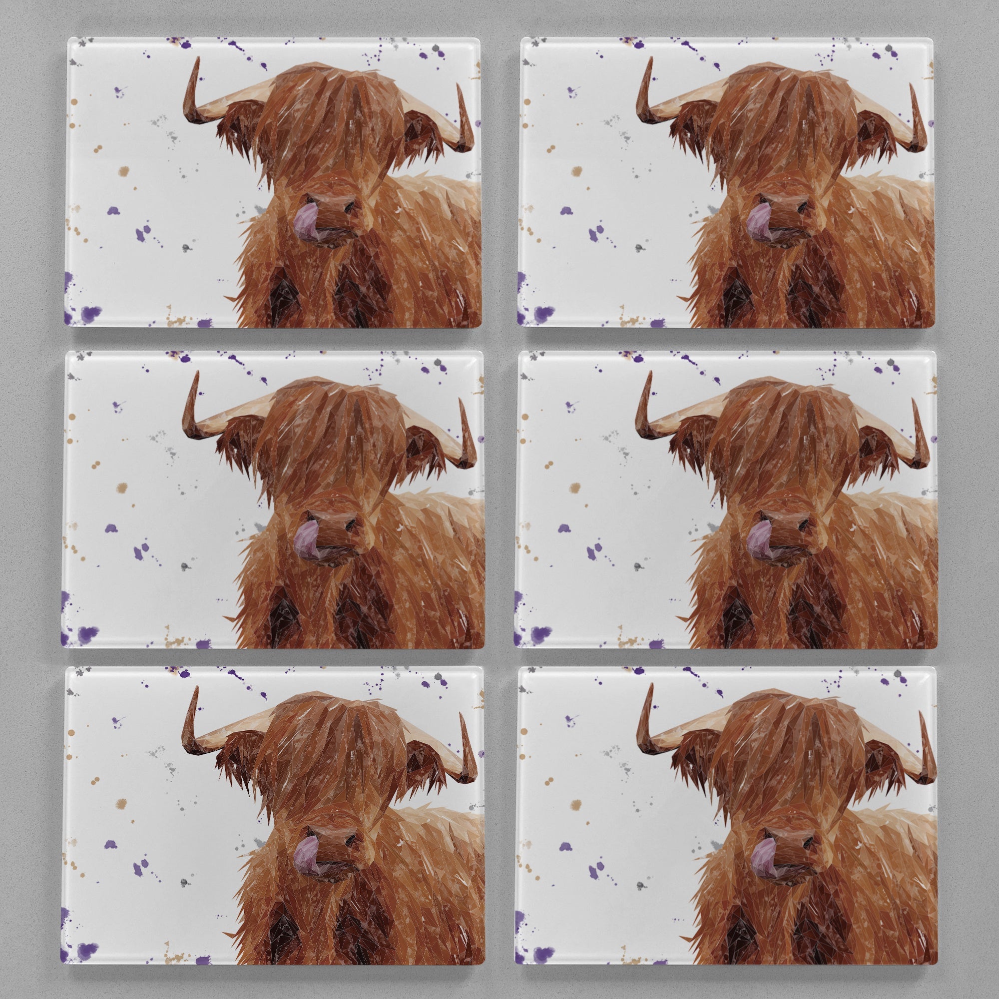 "Stephen Thomas" The Highland Bull (landscape version) Premium Glass Placemat