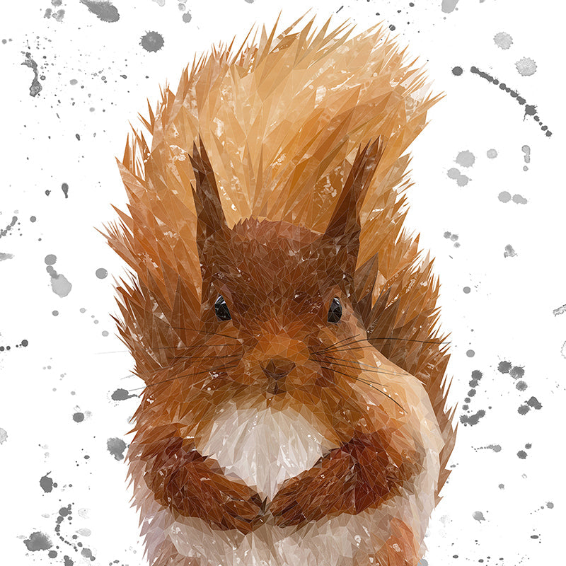 "Ellis" The Red Squirrel (Grey Background) Premium Glass Coasters
