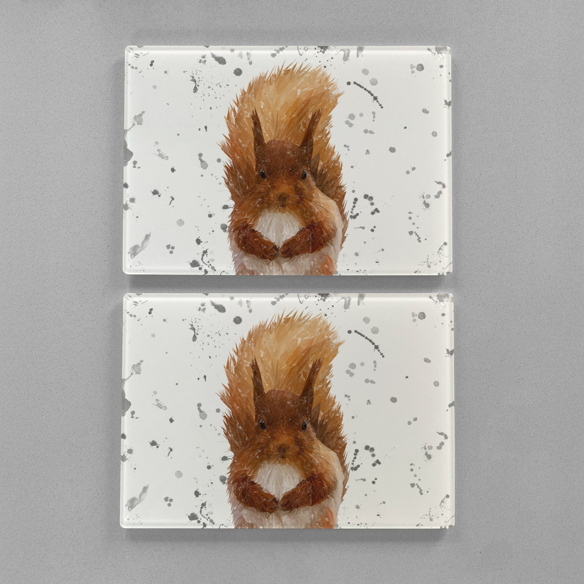"Ellis" The Red Squirrel (Grey Background) Premium Glass Placemat
