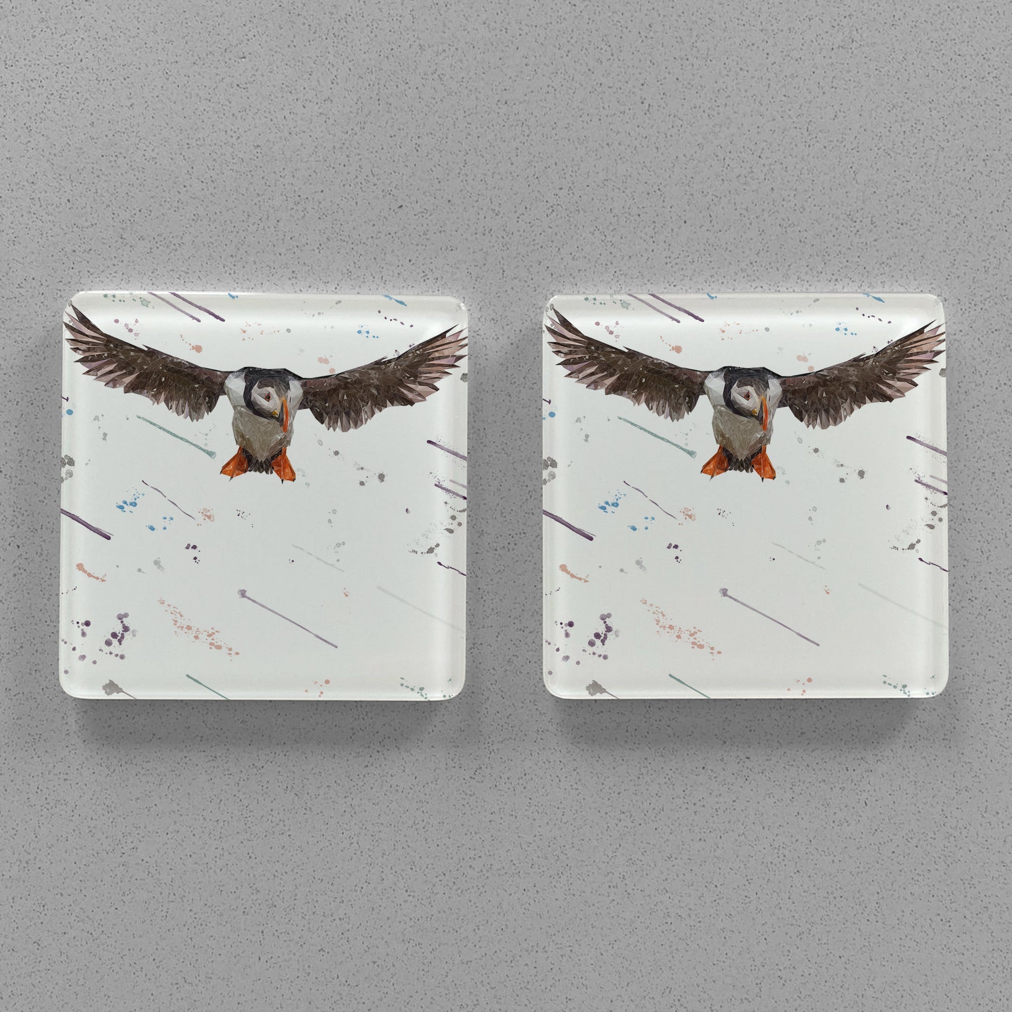 "Frank" The Puffin Premium Glass Coasters