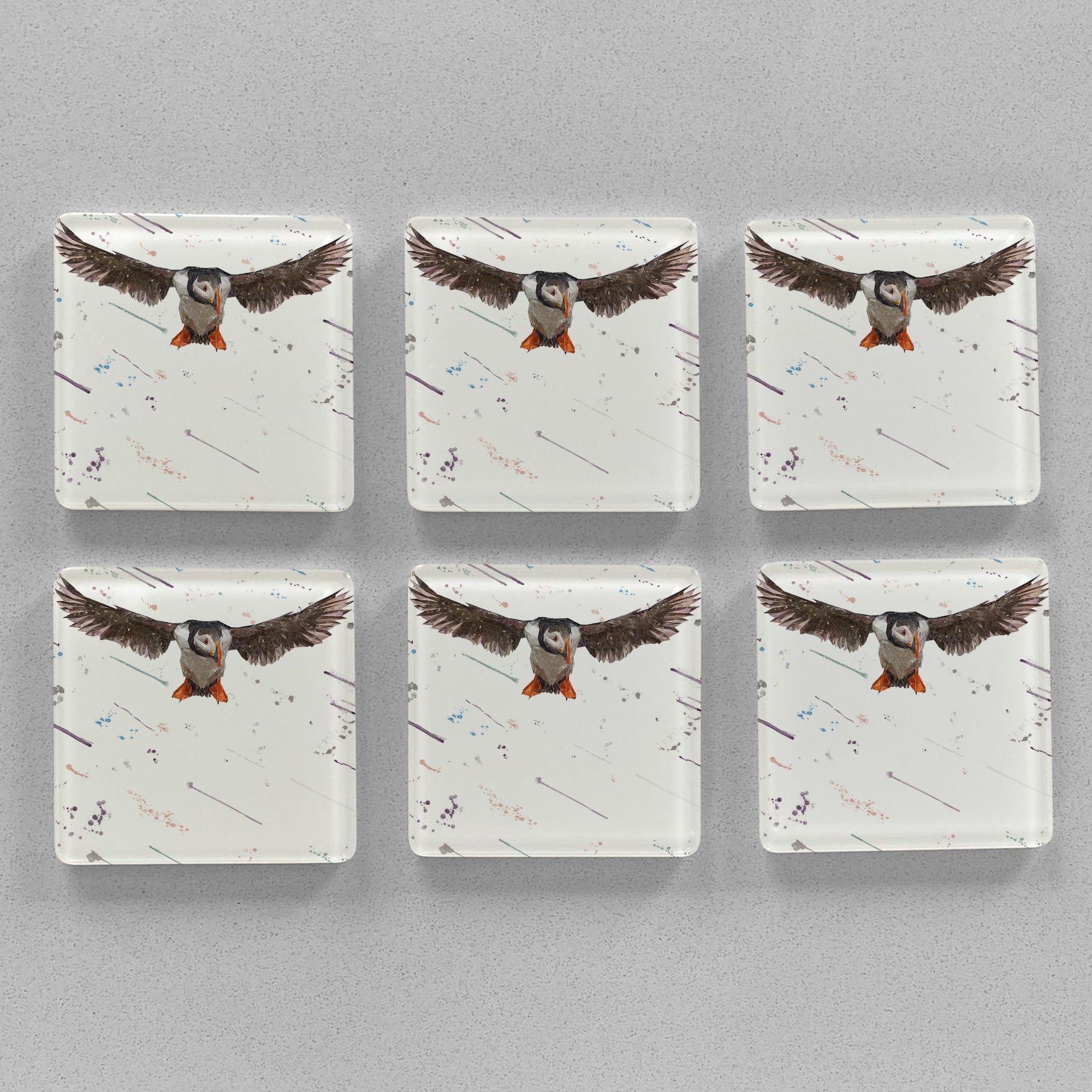 "Frank" The Puffin Premium Glass Coasters