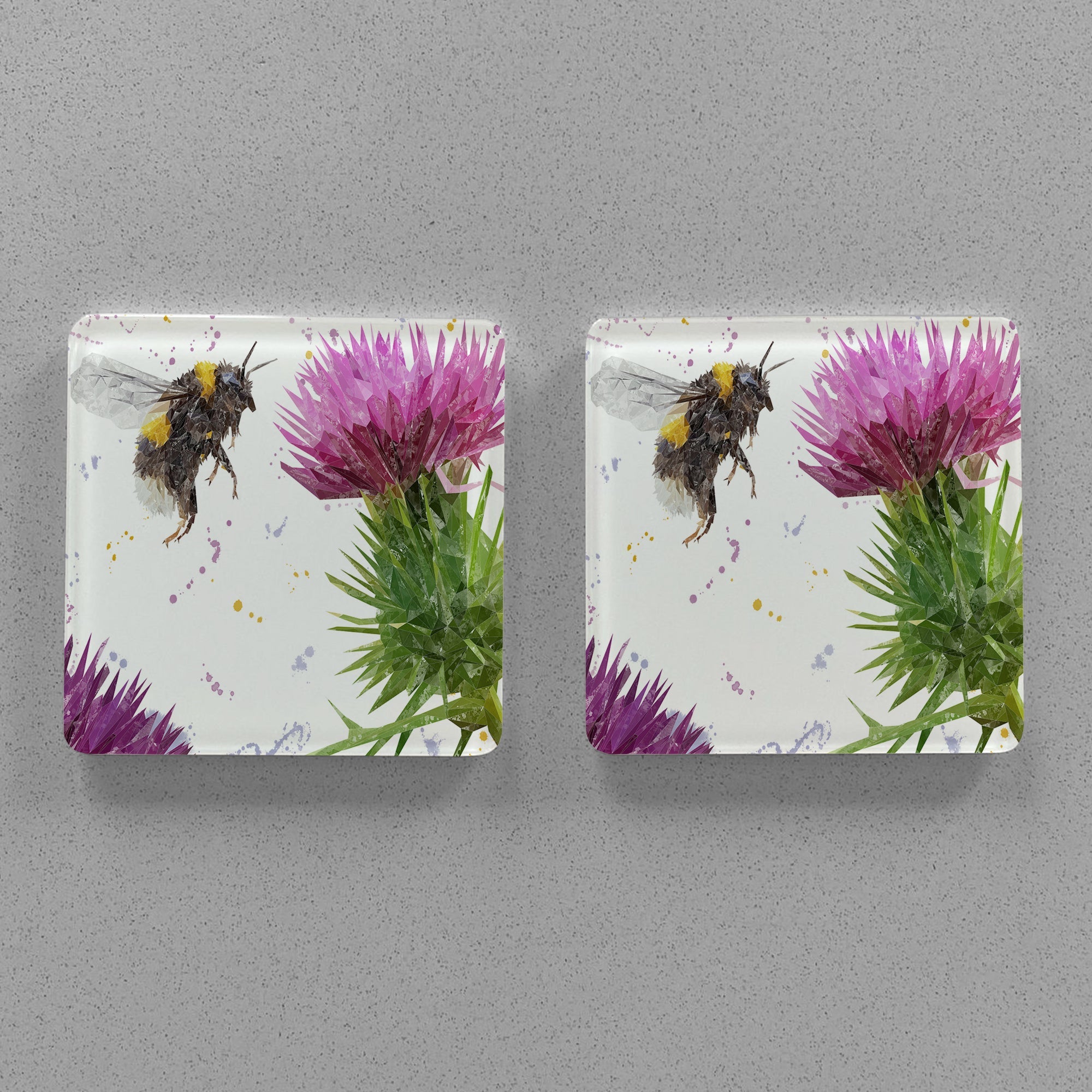 "Highland Honey" The Bee & The Thistle Premium Glass Coasters