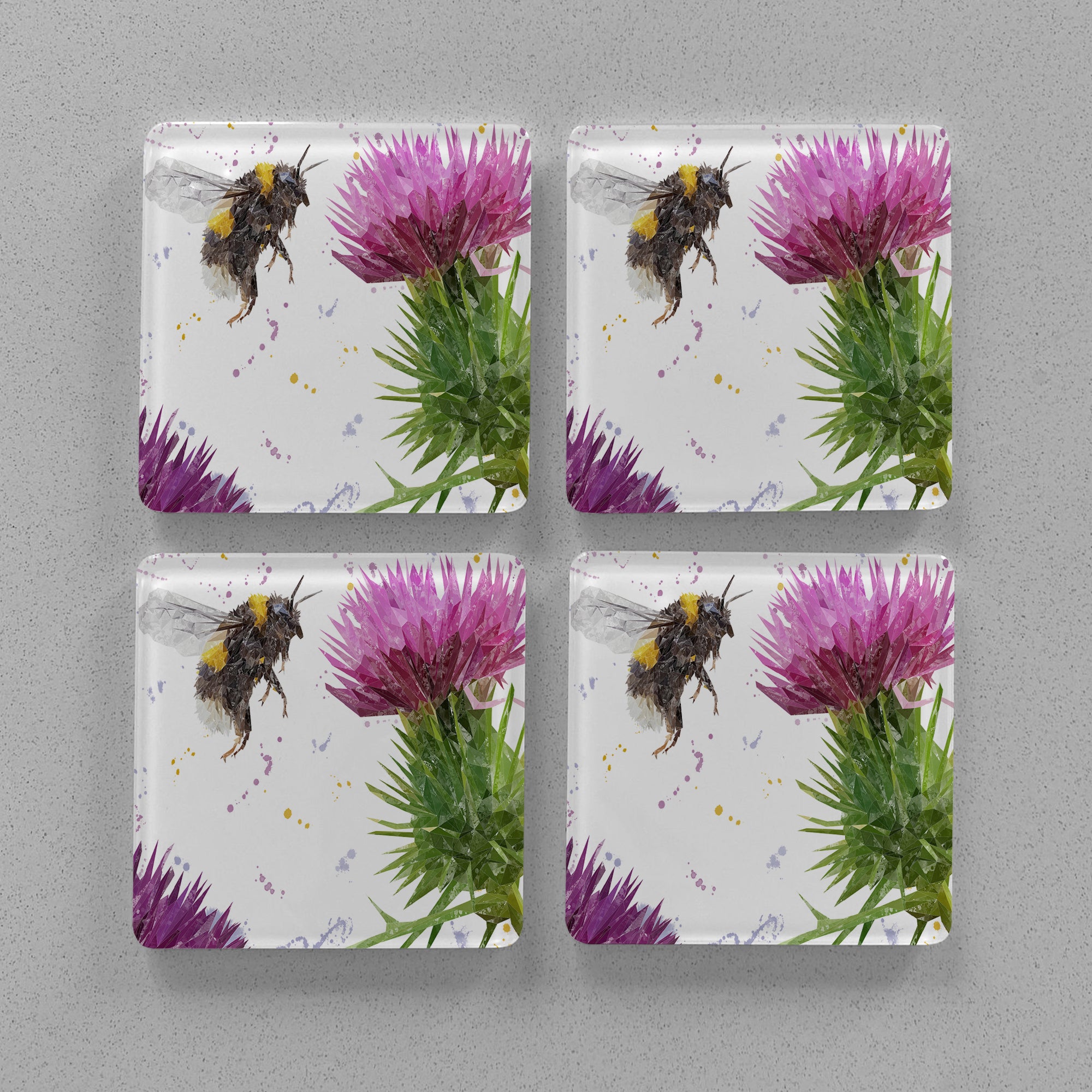 "Highland Honey" The Bee & The Thistle Premium Glass Coasters