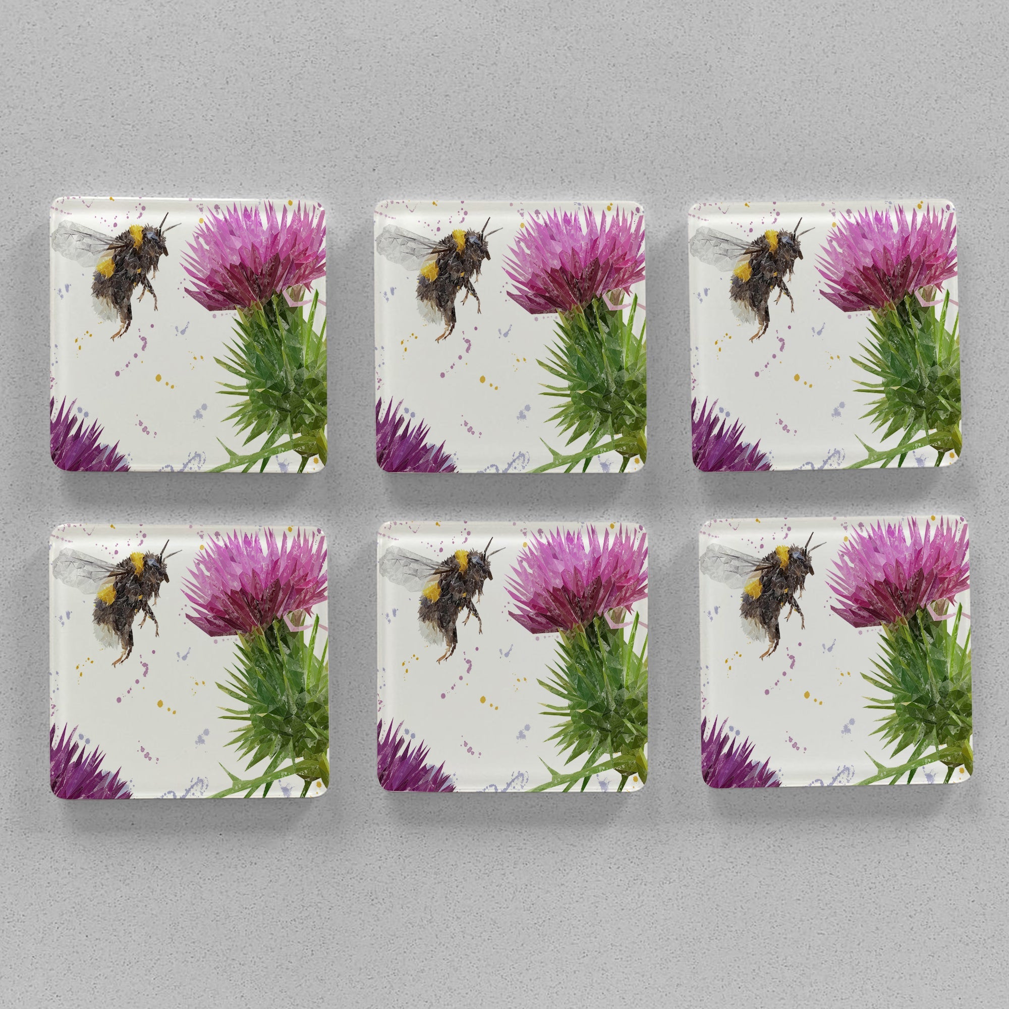 "Highland Honey" The Bee & The Thistle Premium Glass Coasters