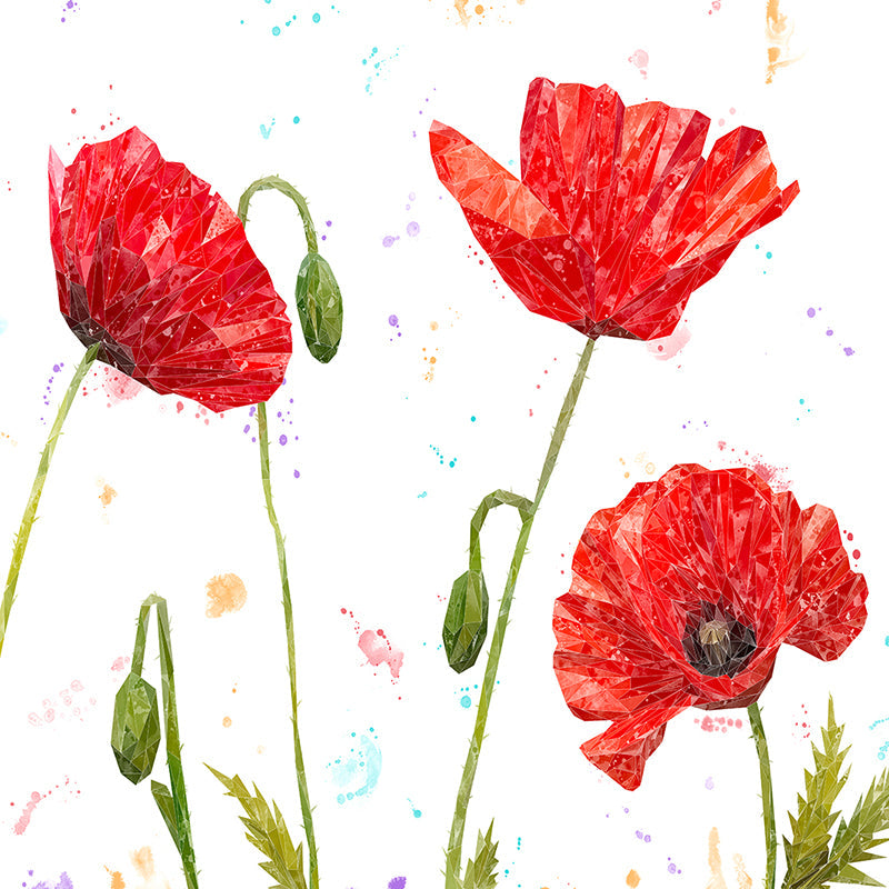 "Hope" Poppies (Landscape) Premium Glass Coasters