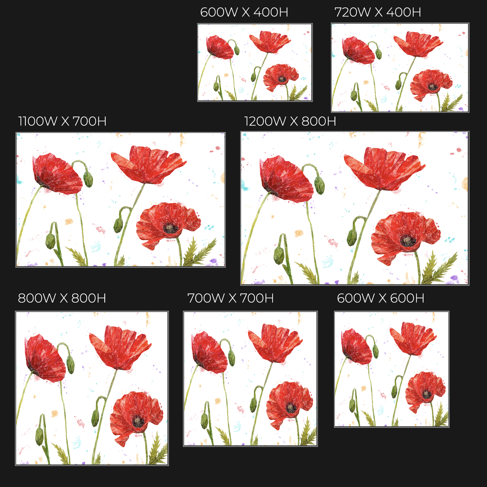 "Hope" Poppies (Landscape) Glass Wall Art